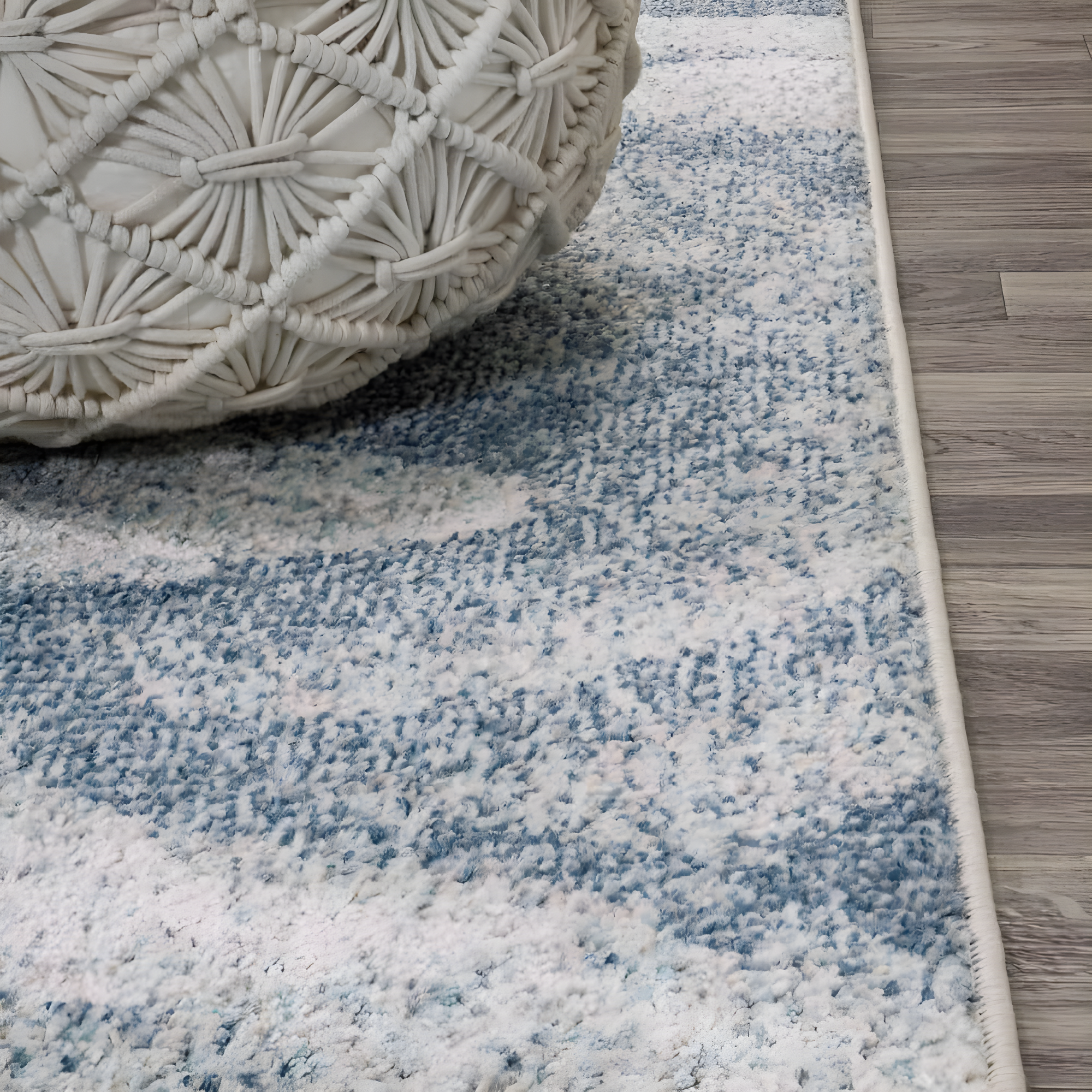 2' x 8' Petalo Abstract Two-Tone Modern Runner Rug, Blue/Cream - JONATHAN Y