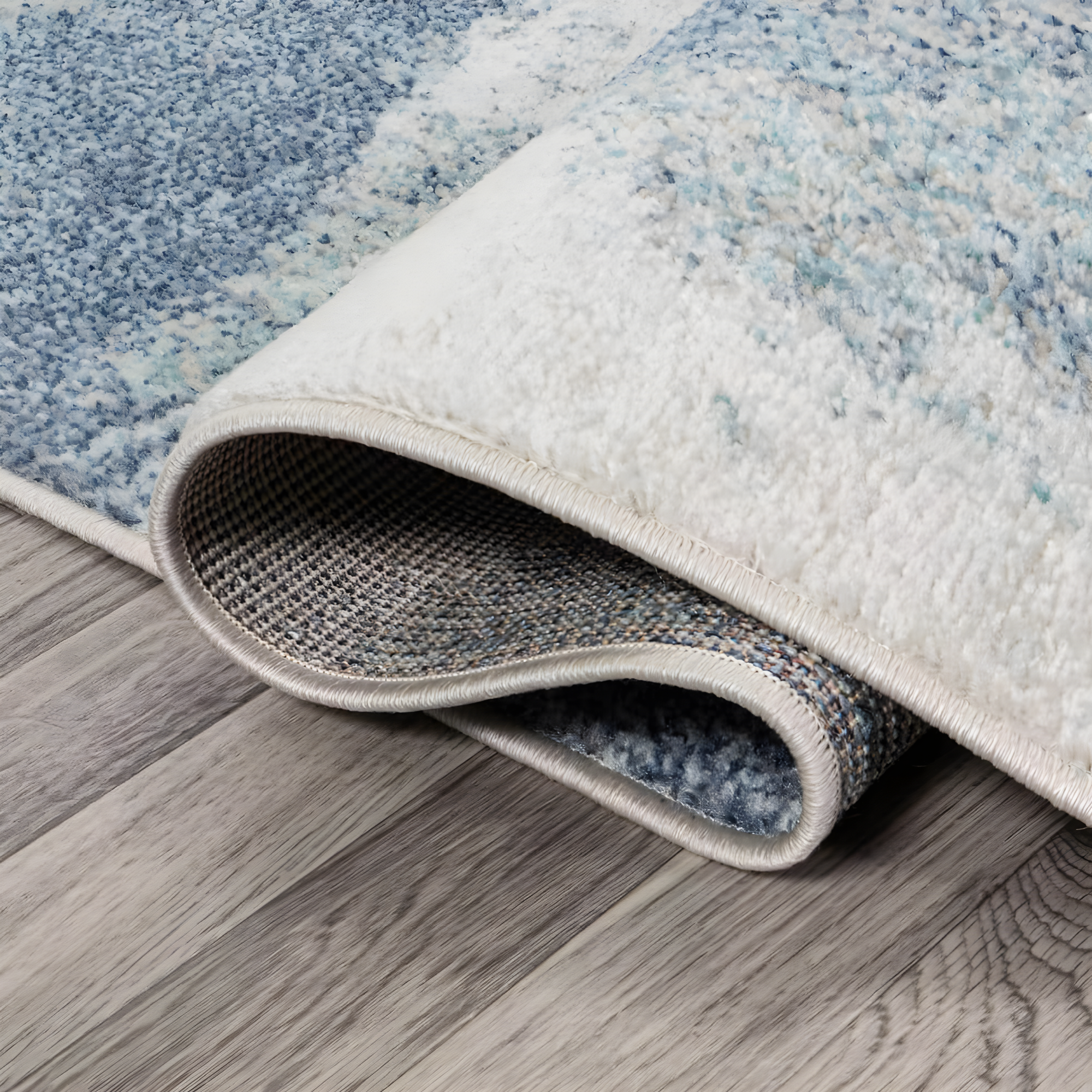 2' x 8' Petalo Abstract Two-Tone Modern Runner Rug, Blue/Cream - JONATHAN Y