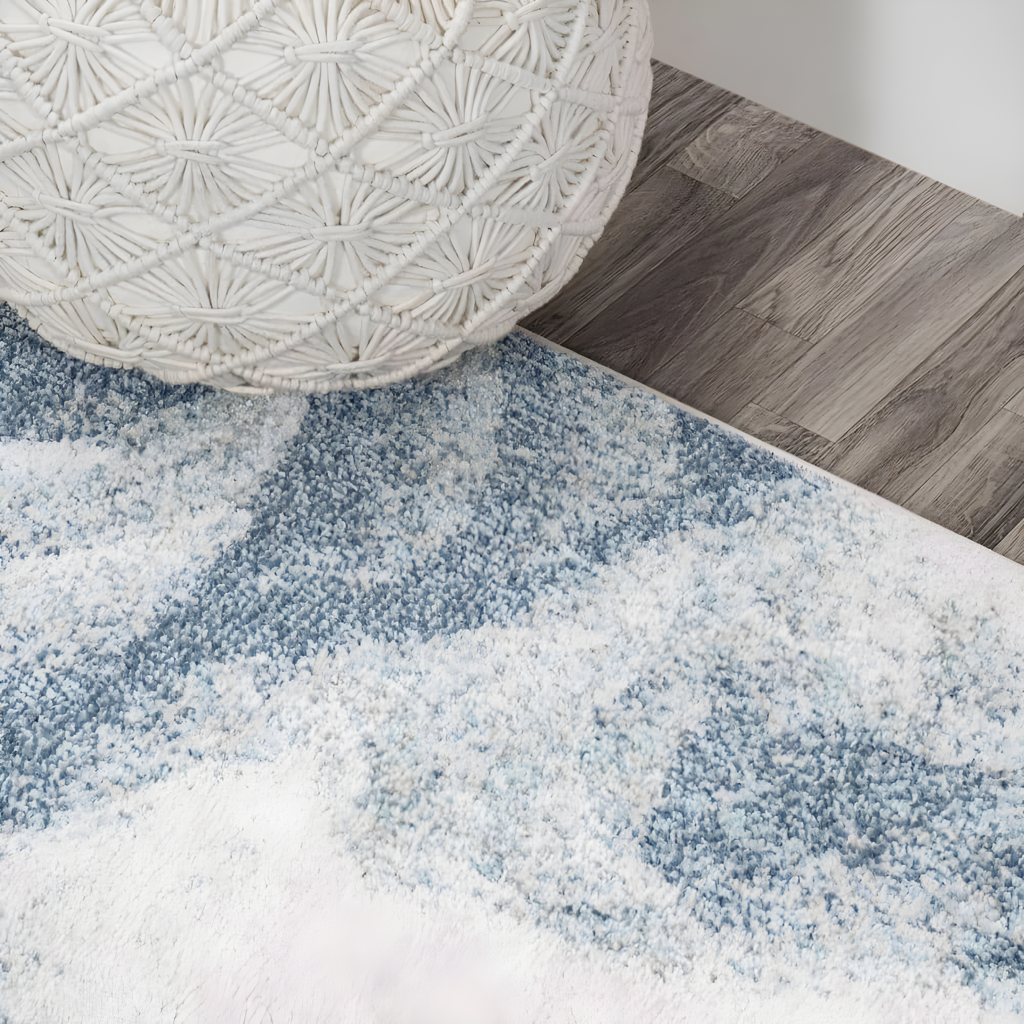 2' x 8' Petalo Abstract Two-Tone Modern Runner Rug, Blue/Cream - JONATHAN Y