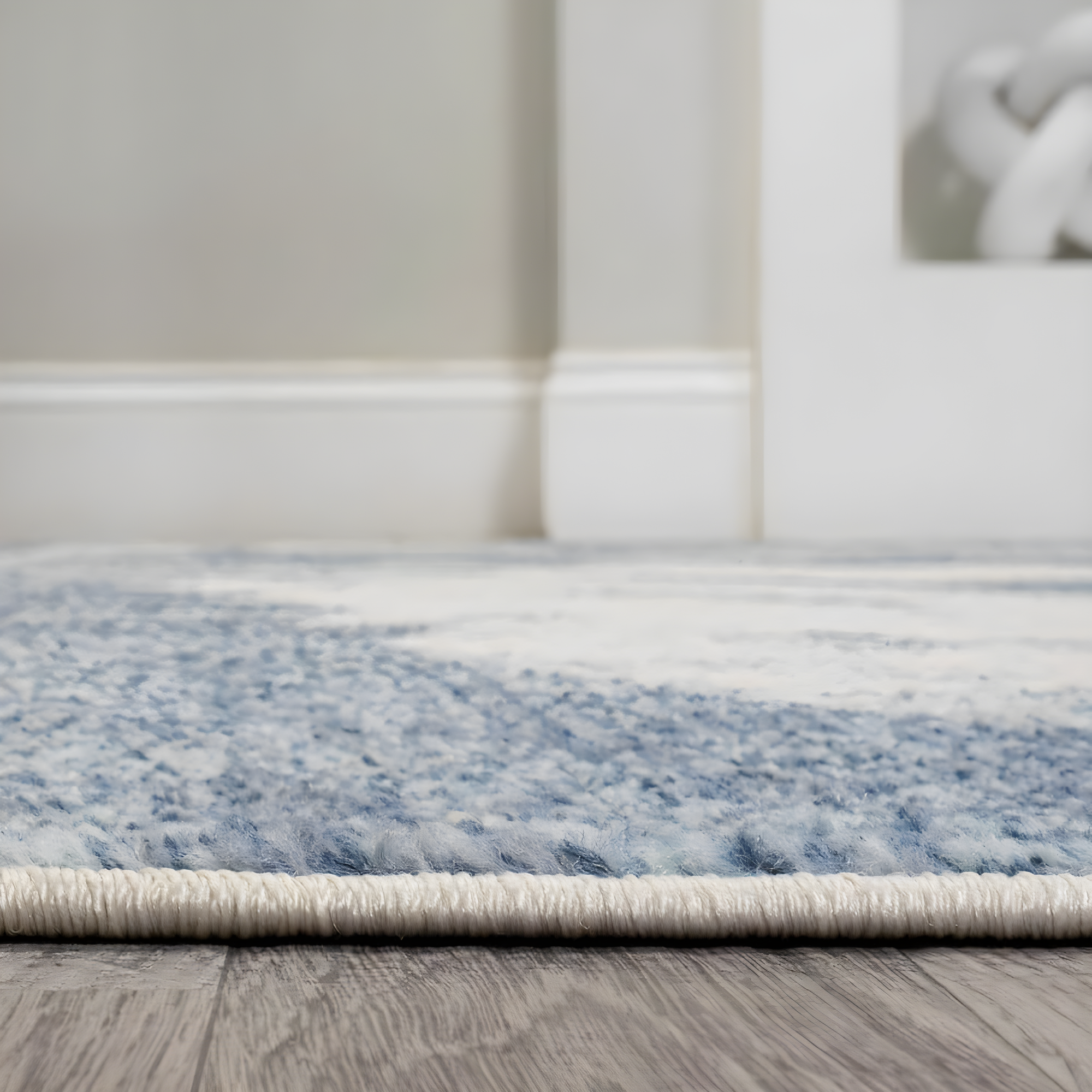 2' x 8' Petalo Abstract Two-Tone Modern Runner Rug, Blue/Cream - JONATHAN Y