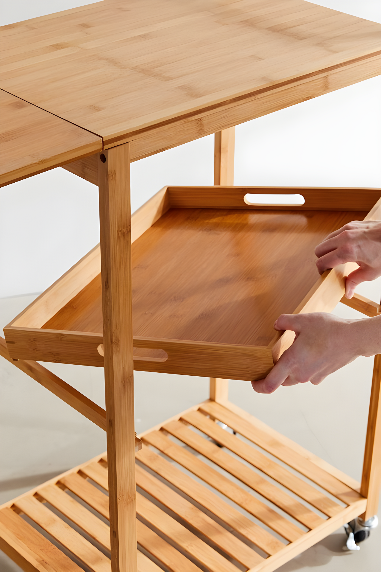 Bamboo Rolling Kitchen Cart