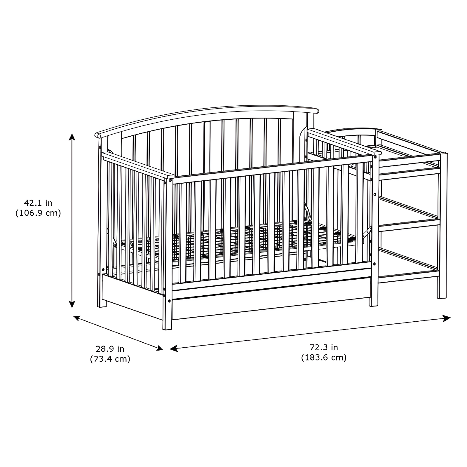 Steveston 5-in-1 Convertible Crib and Changer with Storage