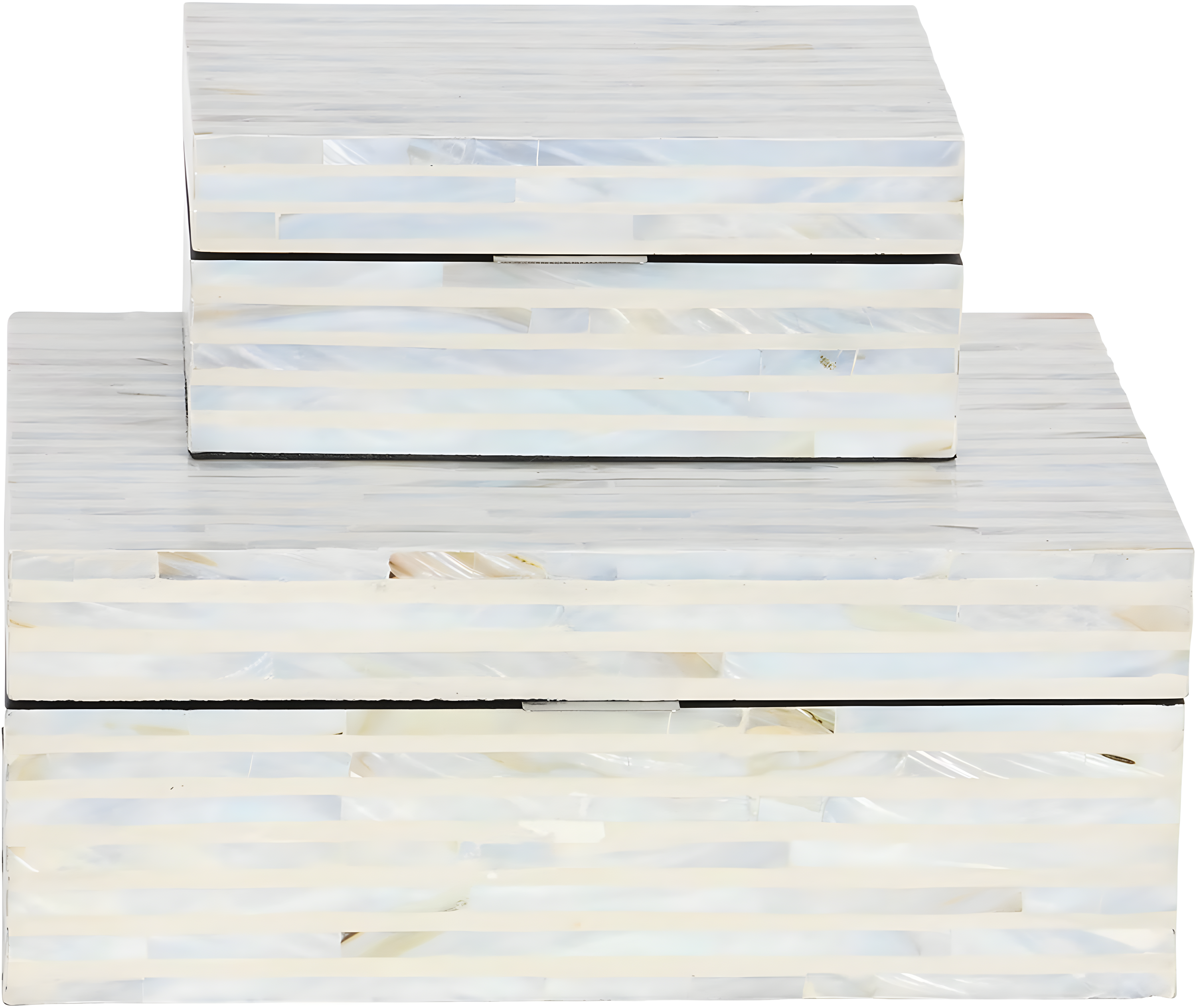 Set of 2 Shell Mosaic Patterned Wood Box White - Olivia & May