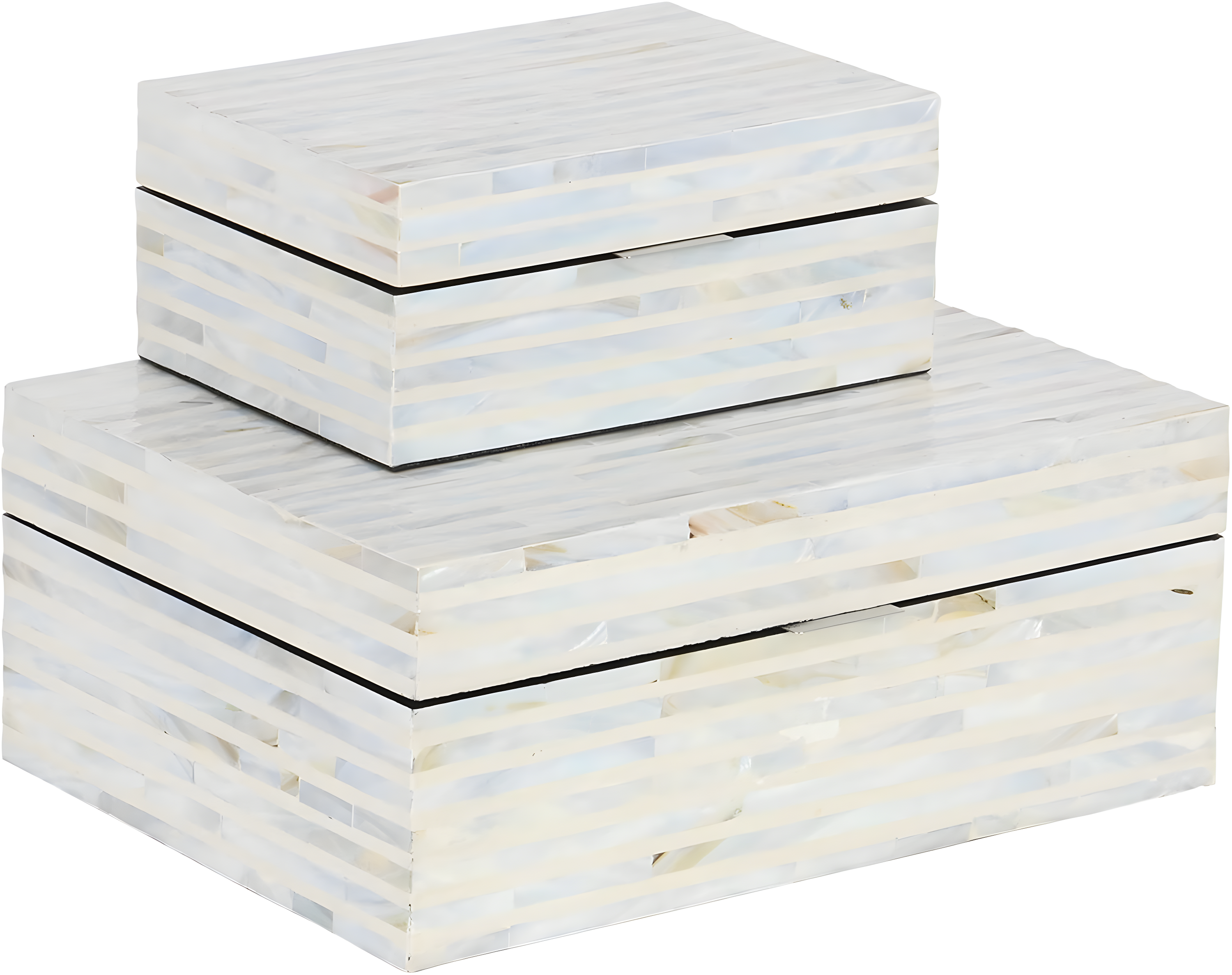 Set of 2 Shell Mosaic Patterned Wood Box White - Olivia & May