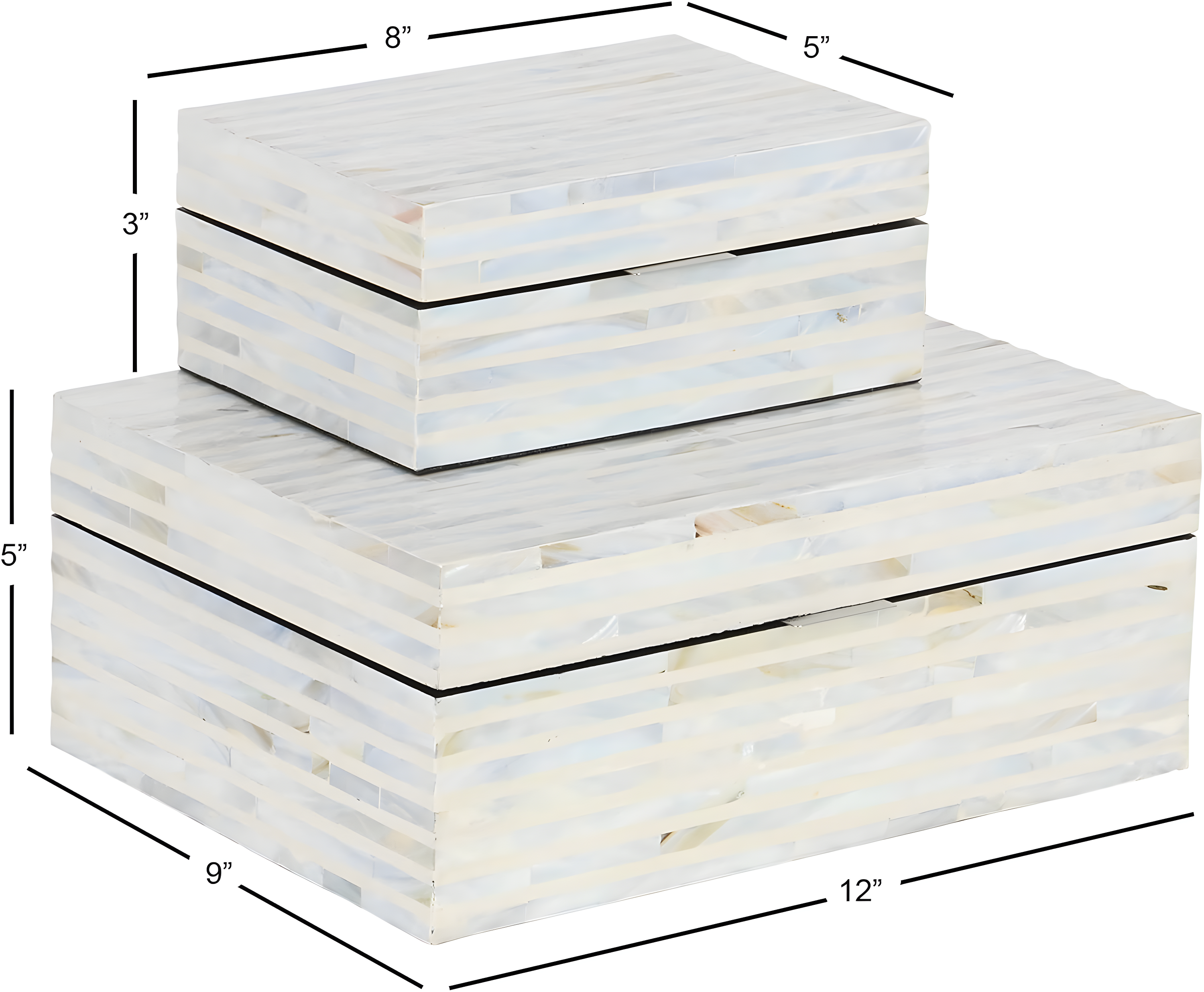 Set of 2 Shell Mosaic Patterned Wood Box White - Olivia & May