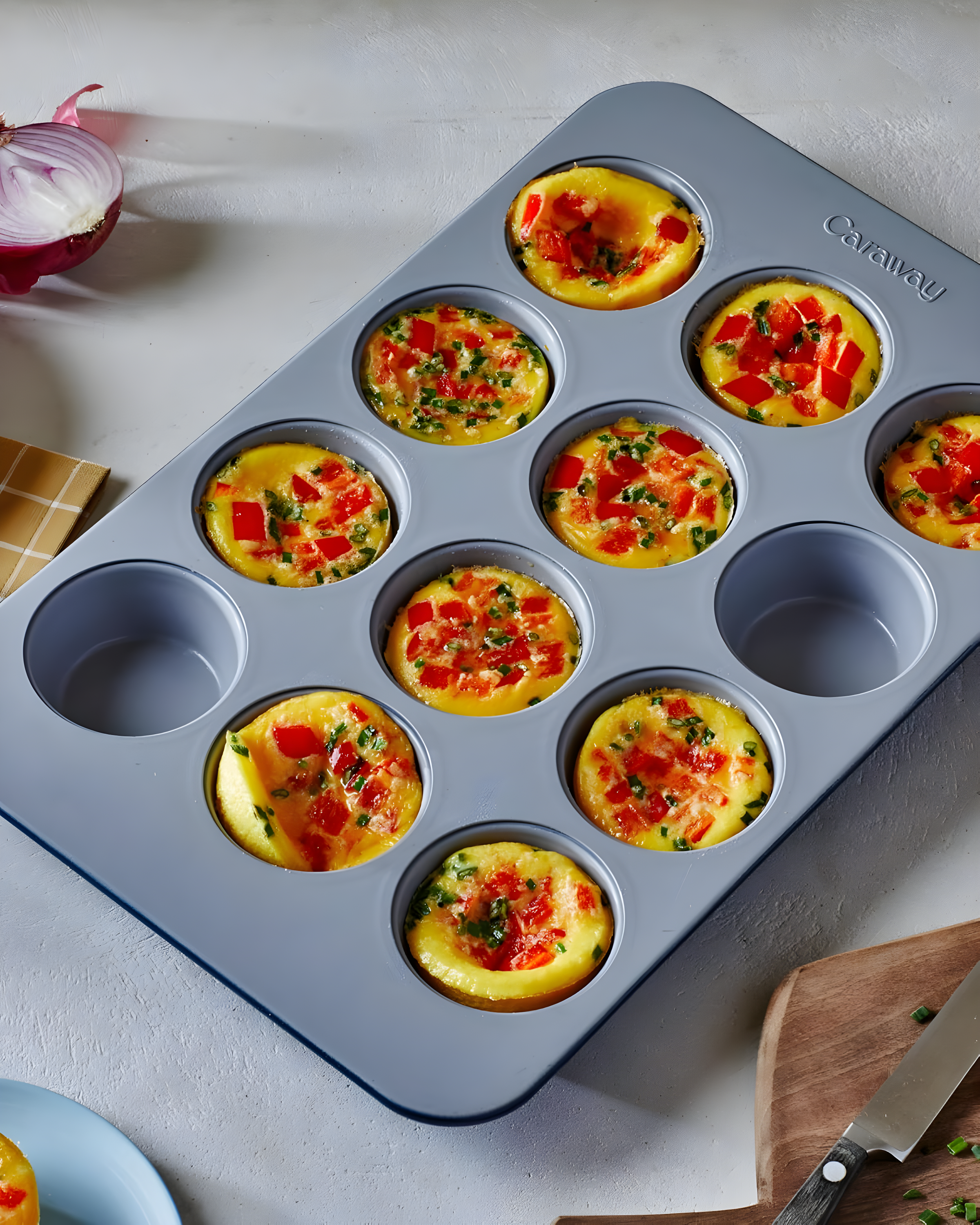 Caraway Home 10.04" Nonstick Ceramic Muffin Pan Slate: Aluminized Steel Cupcake Tin, Hand Wash, 1-Year Warranty