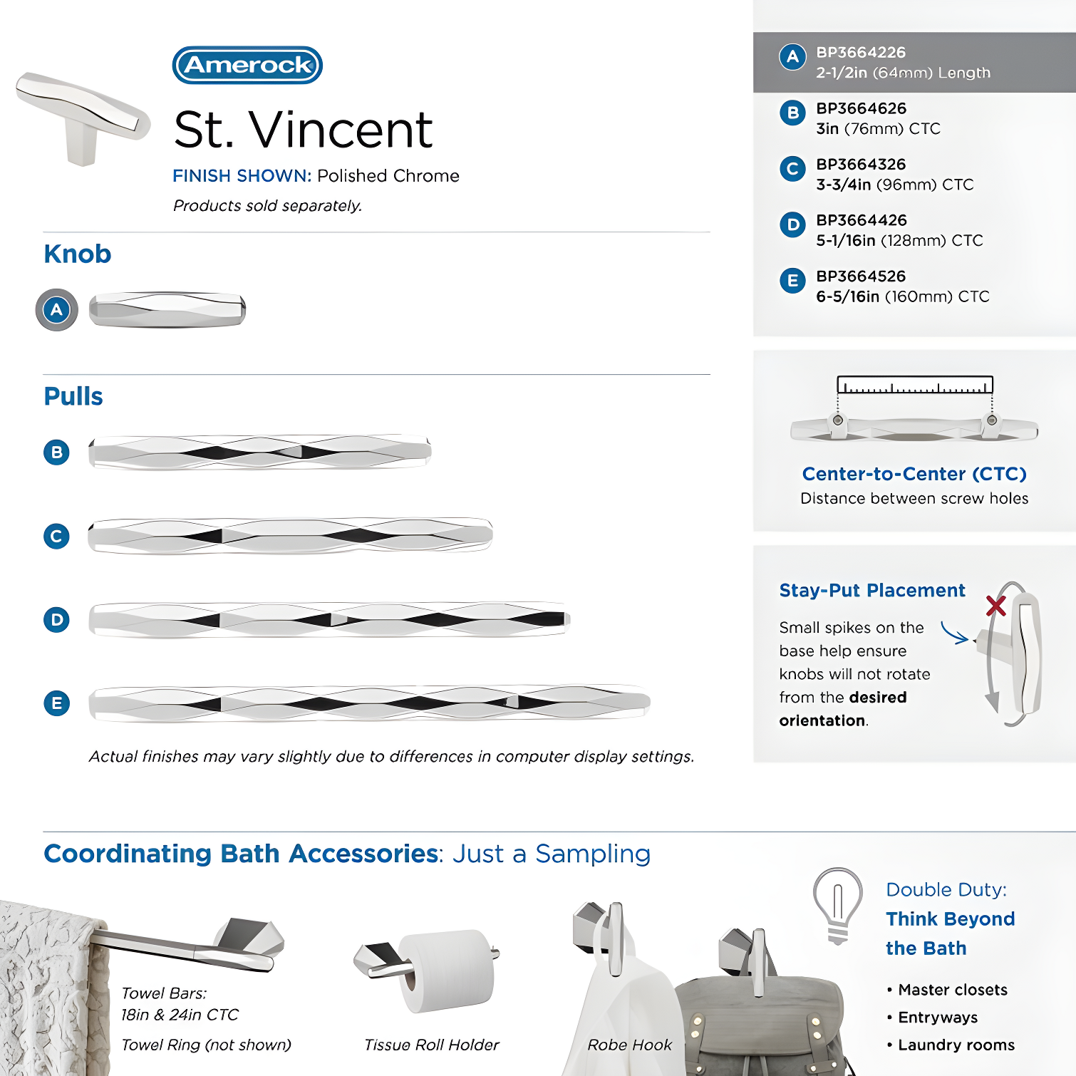 St. Vincent 1 7/16" Length Bar Knob