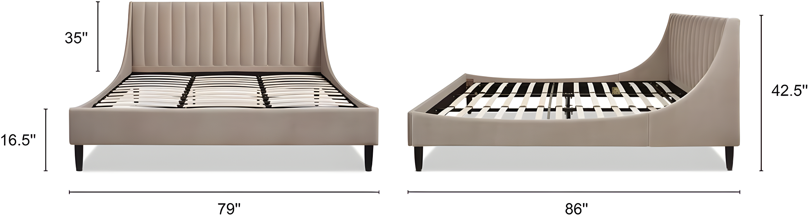 TiramisuBest King Vertical Tufted Headboard Bed Set, Mink Beige Velvet