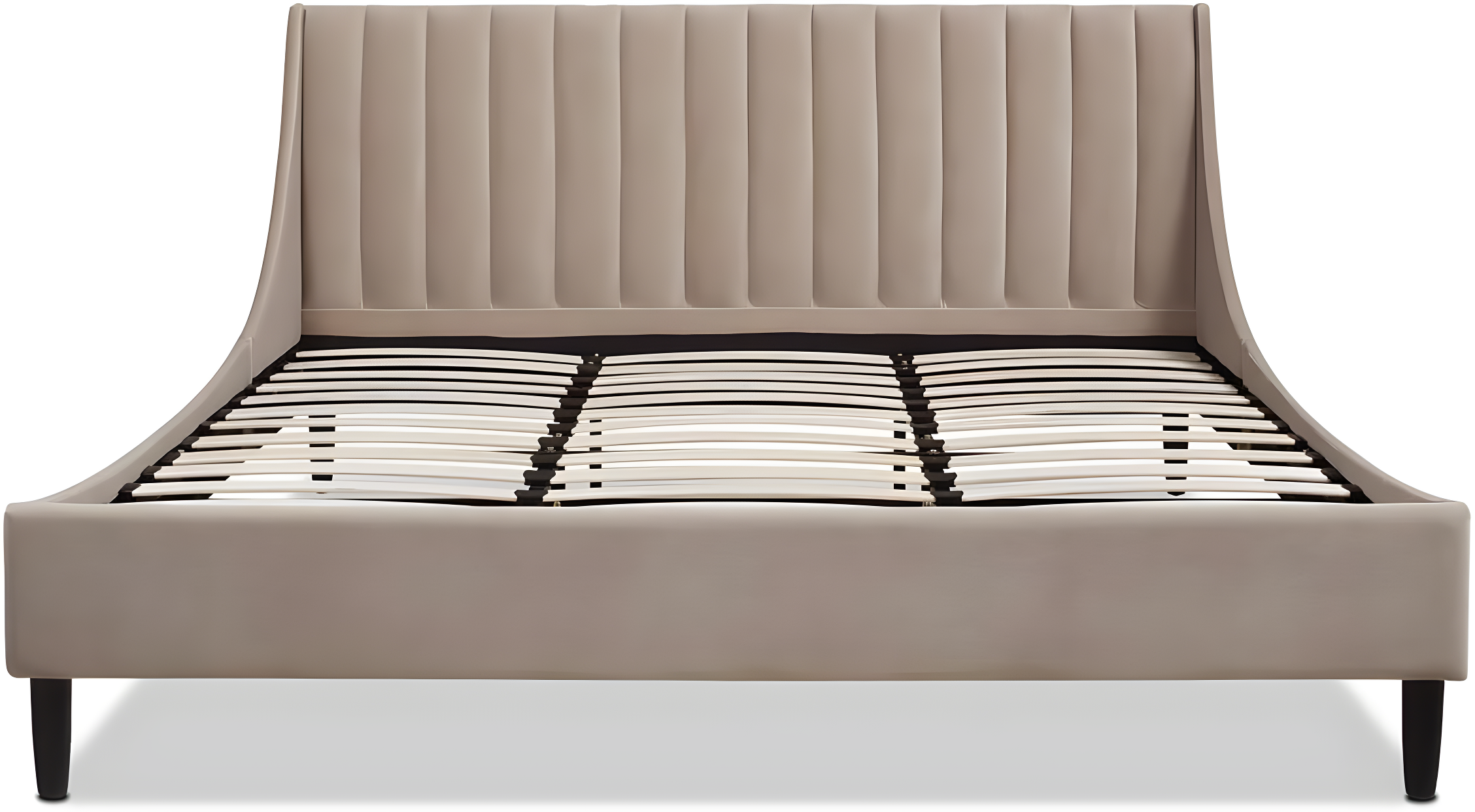 TiramisuBest King Vertical Tufted Headboard Bed Set, Mink Beige Velvet