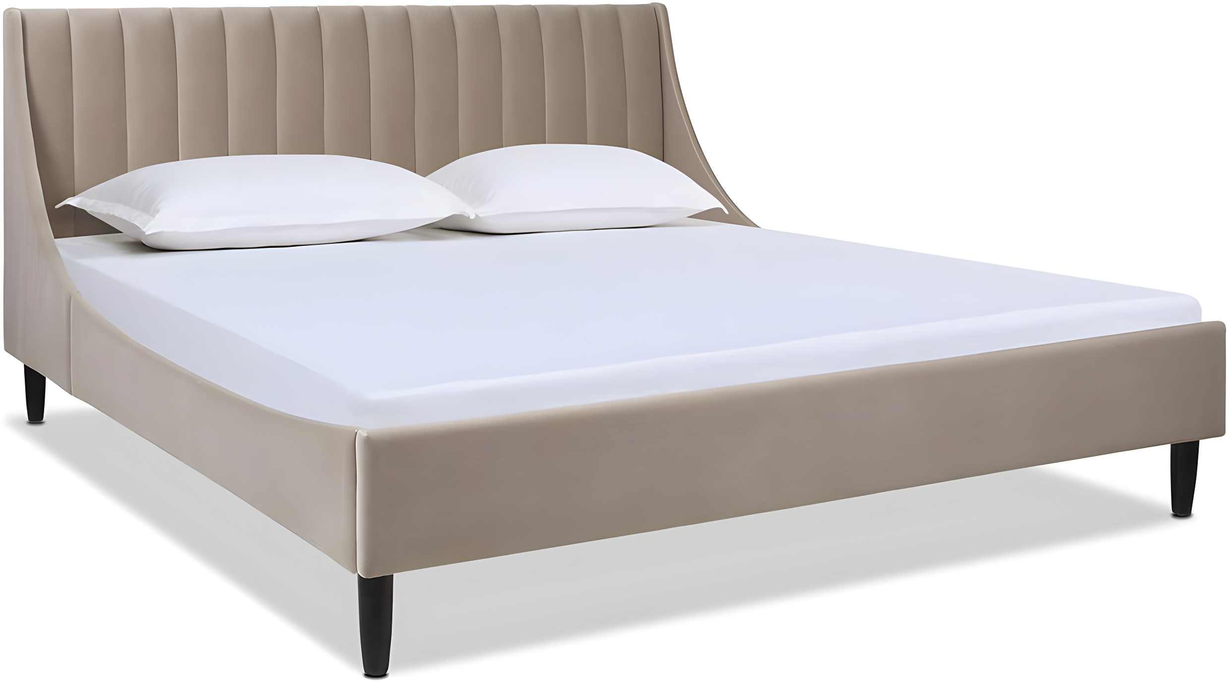 TiramisuBest King Vertical Tufted Headboard Bed Set, Mink Beige Velvet