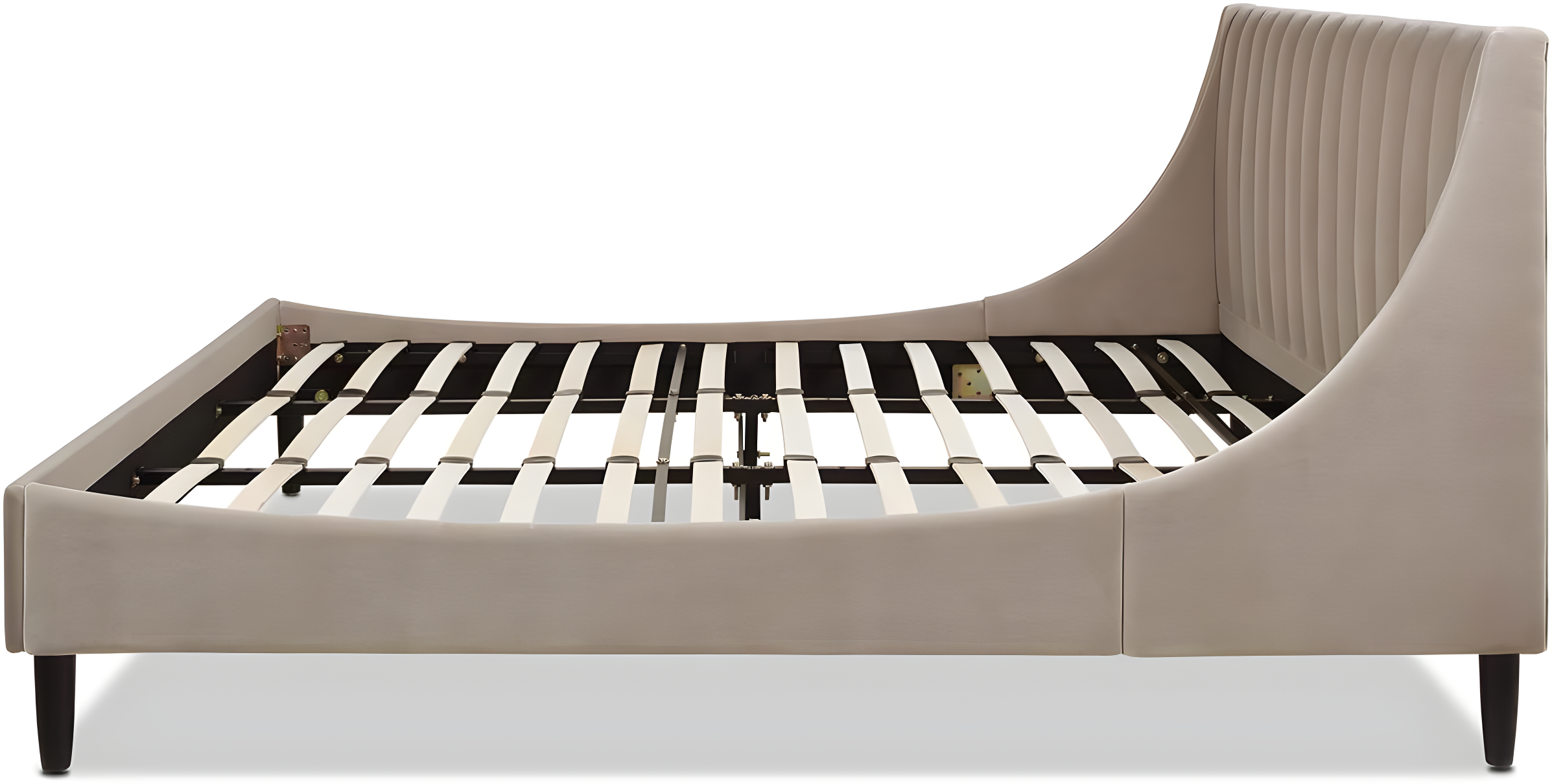 TiramisuBest King Vertical Tufted Headboard Bed Set, Mink Beige Velvet