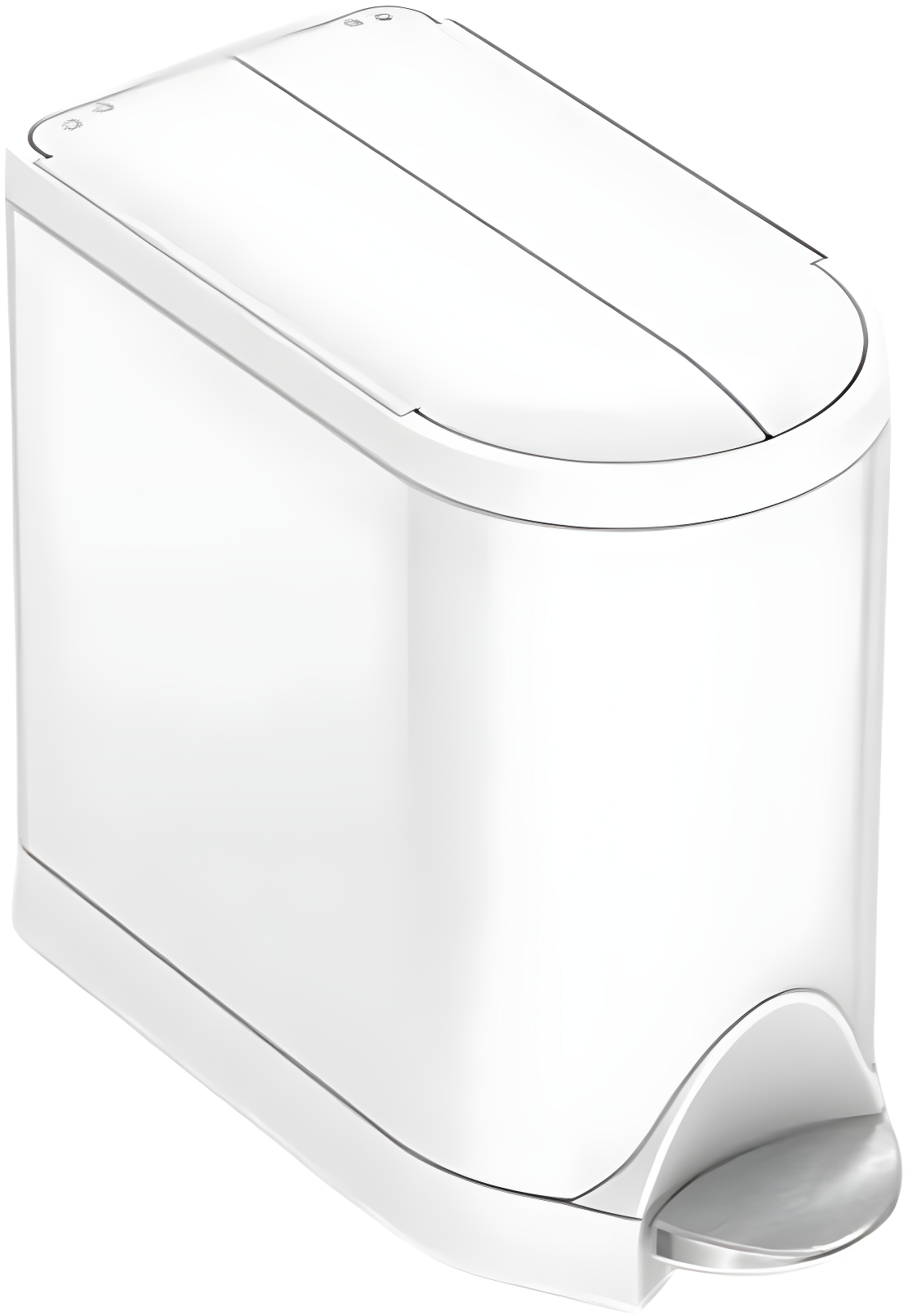 simplehuman 10L Butterfly Lid Bathroom Step Trash Can White Steel: Stainless Steel, Indoor, Spot Clean, 2 Gallon Capacity