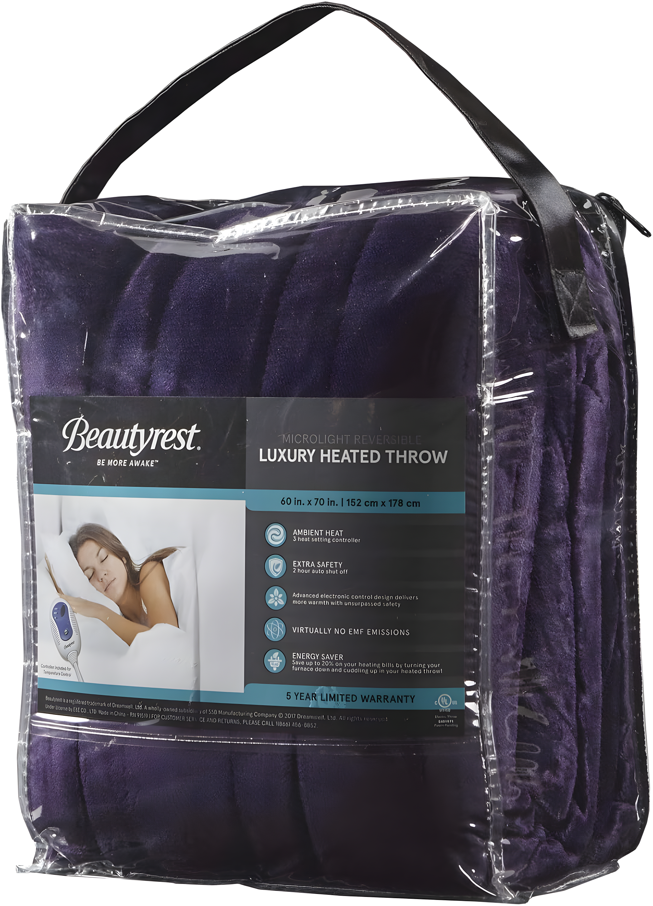 Beautyrest Heated Plush Oversized Throw