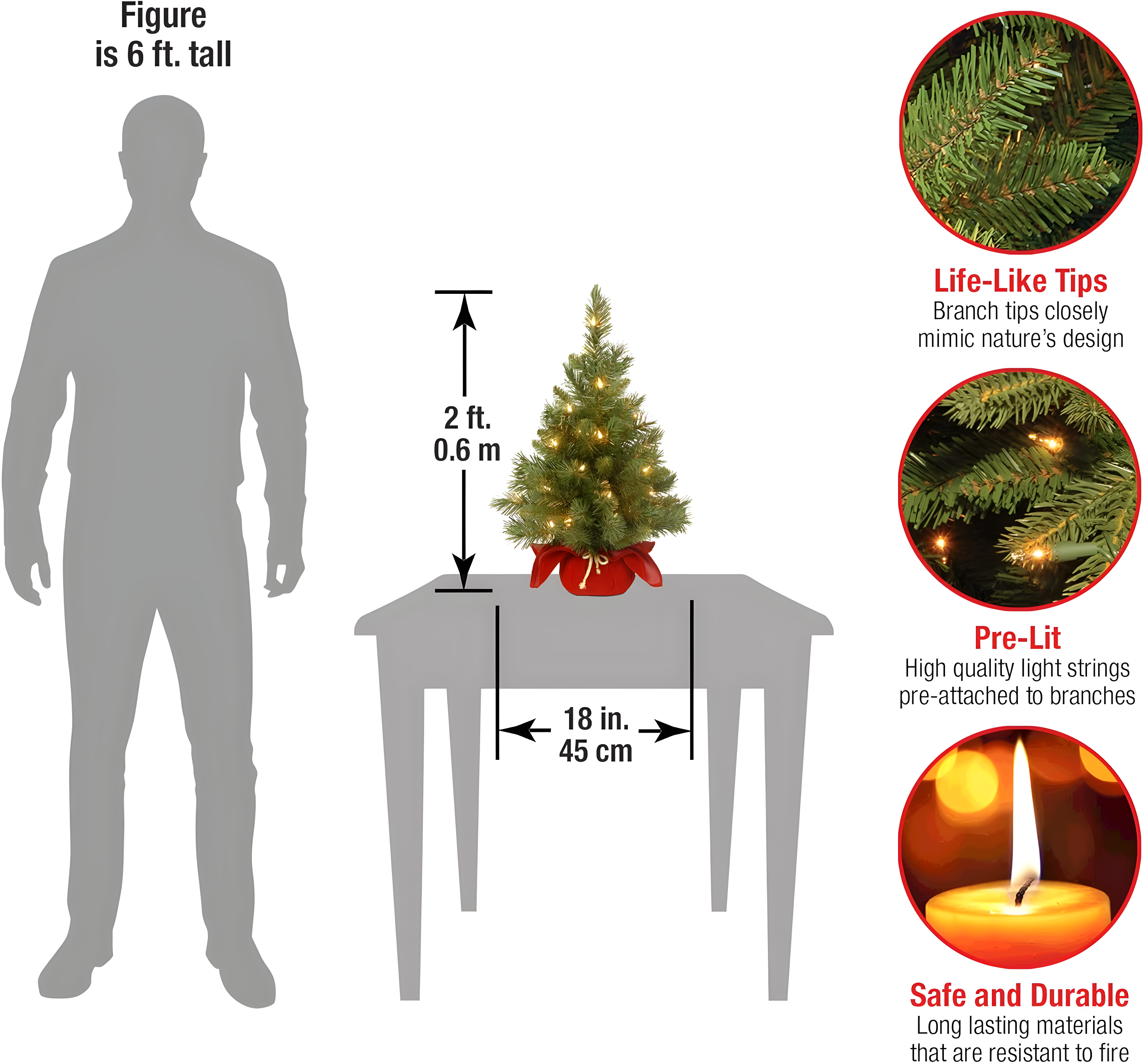 The Holiday Aisle® 2ft. Majestic Fir Tree with Clear Lights