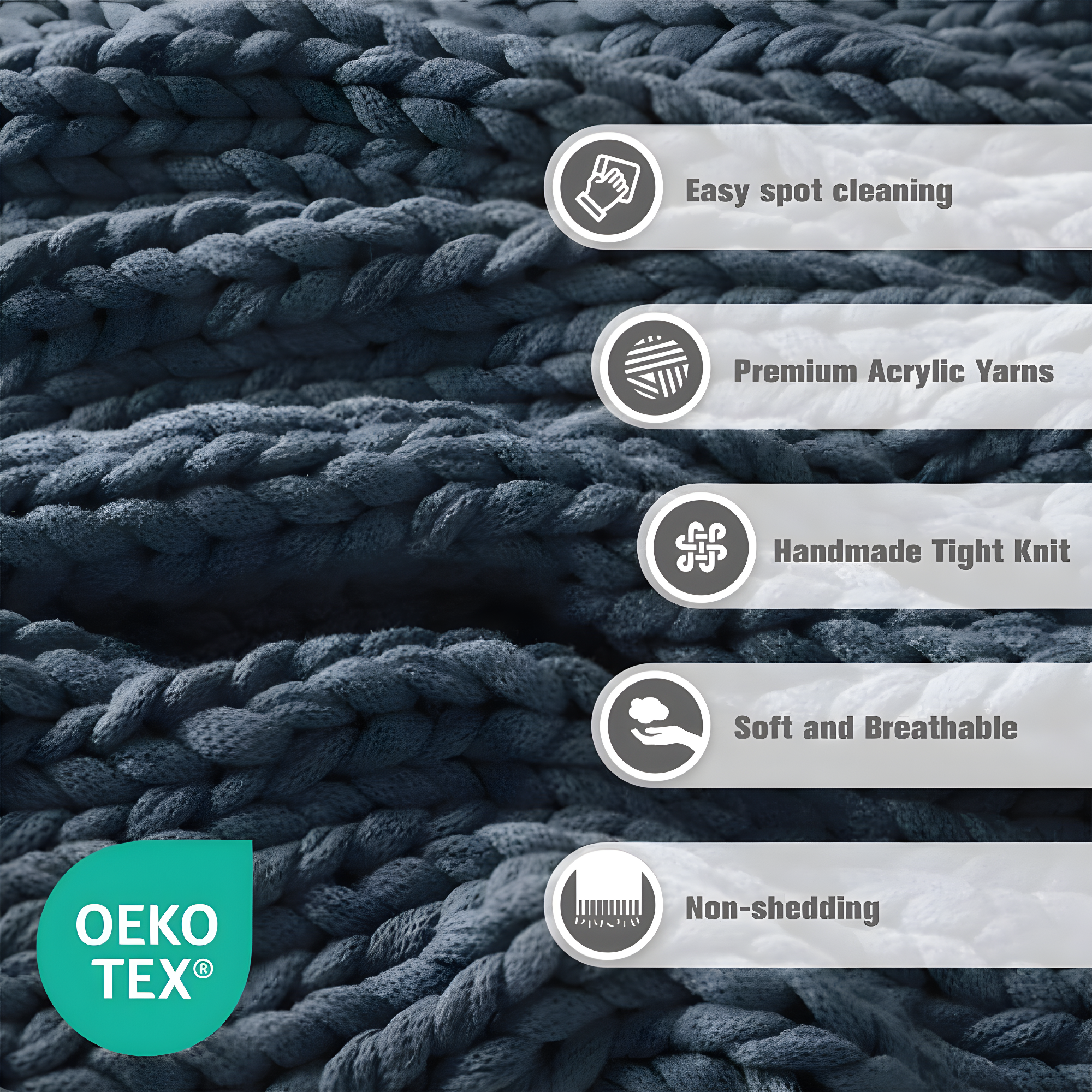 50"x60" Chunky Double Knit Handmade Throw Blanket Indigo - Madison Park