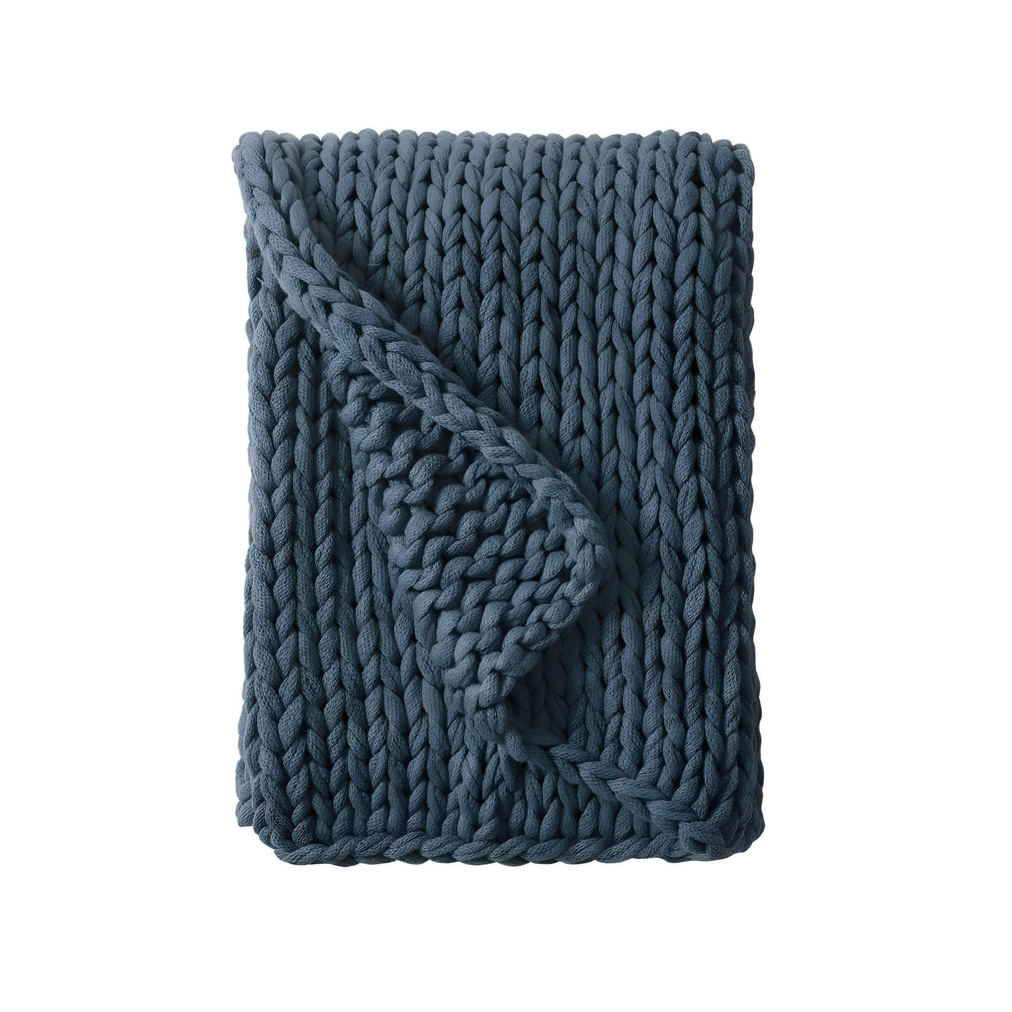 50"x60" Chunky Double Knit Handmade Throw Blanket Indigo - Madison Park