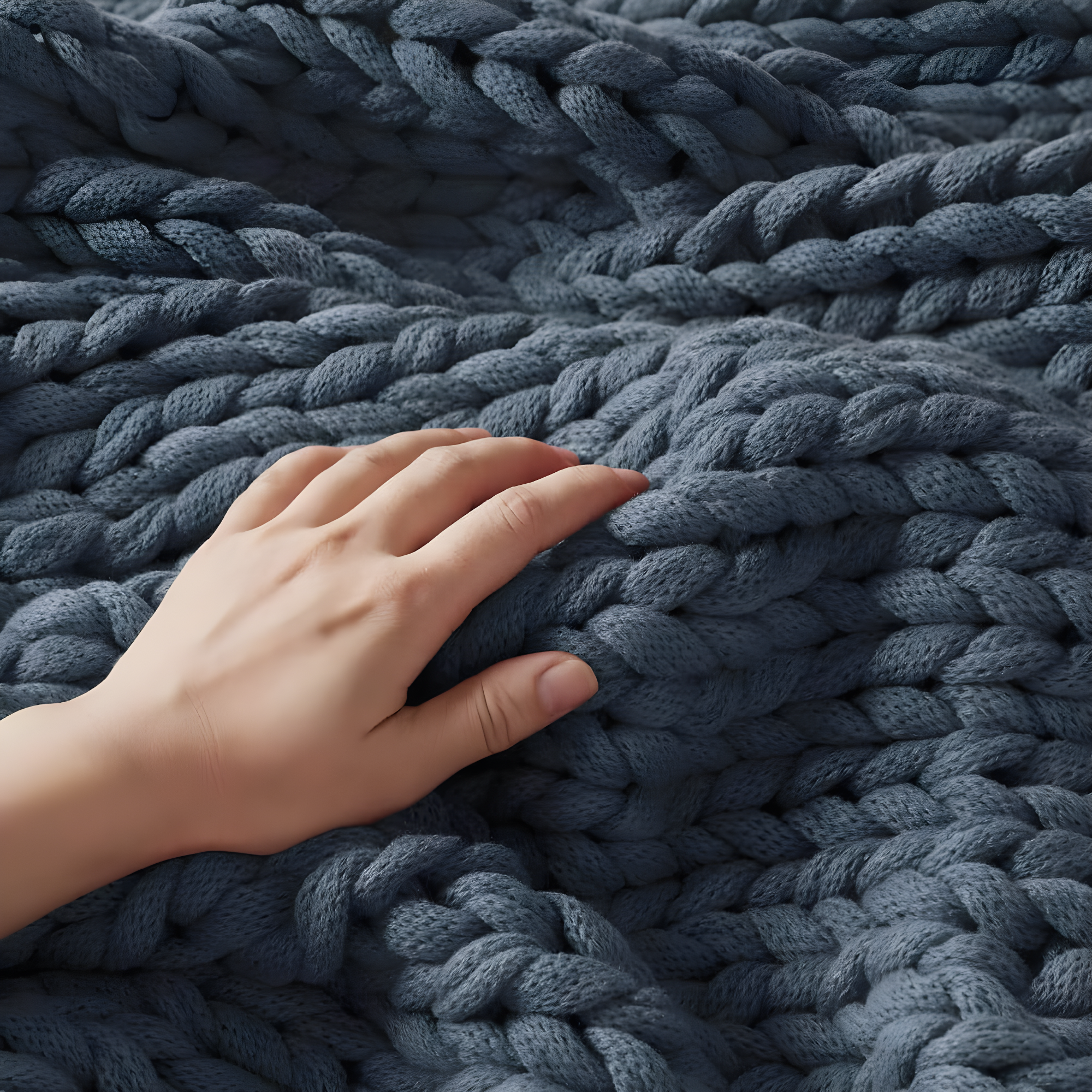 50"x60" Chunky Double Knit Handmade Throw Blanket Indigo - Madison Park