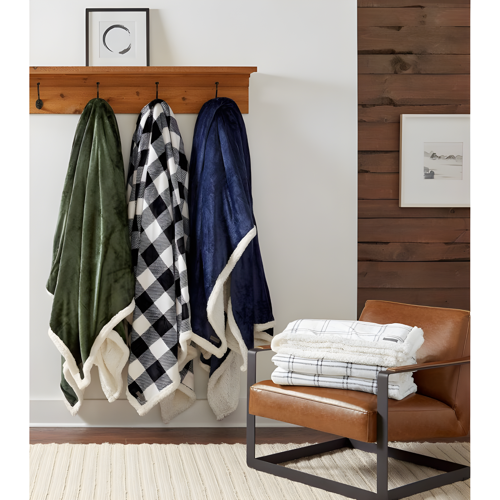Eddie Bauer Eddie Bauer Plush Plaid Sherpa Reversible Blanket