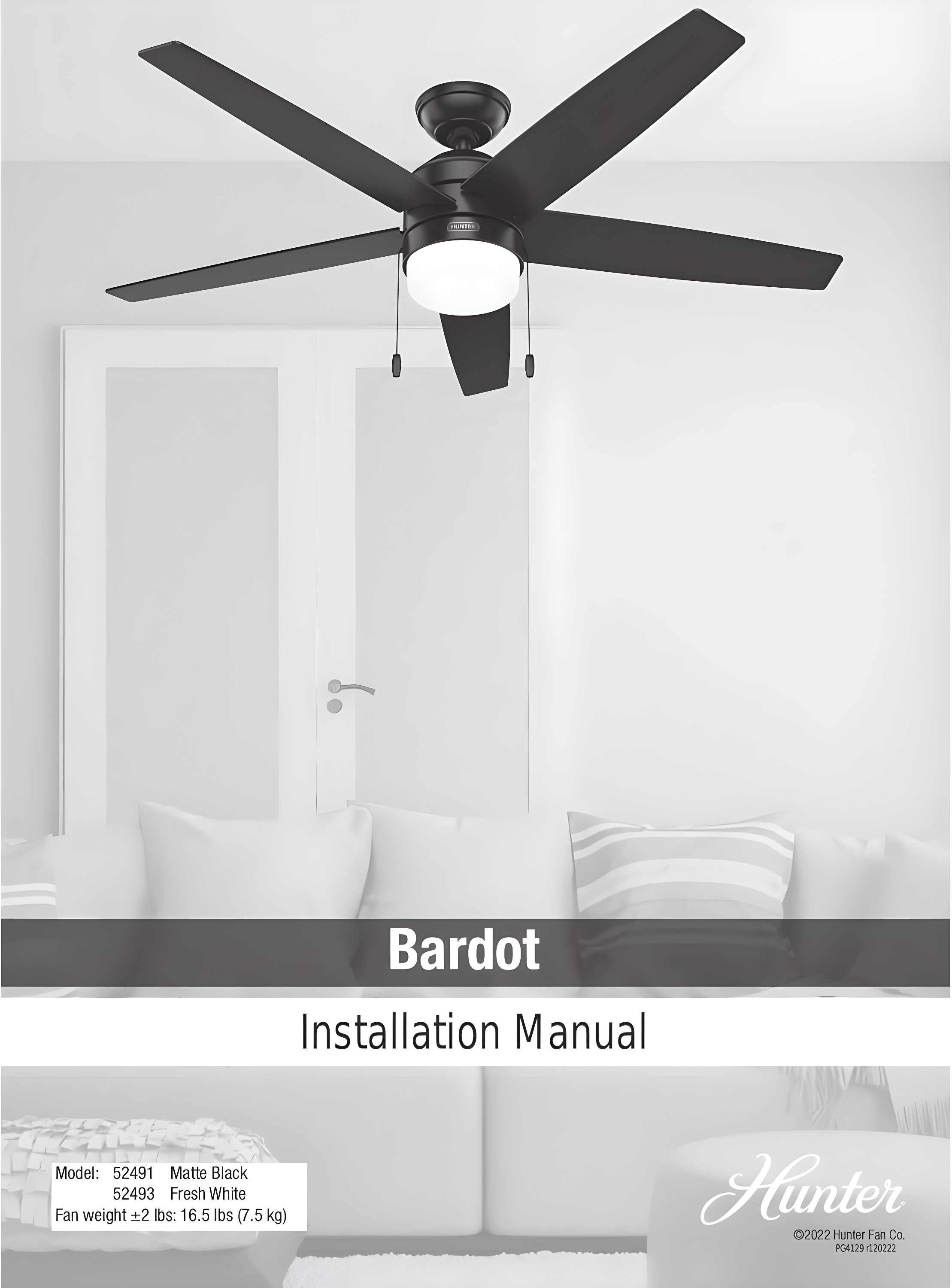 Bardot 52" 5 - Blade Ceiling Fan With Lights and Pull Chains
