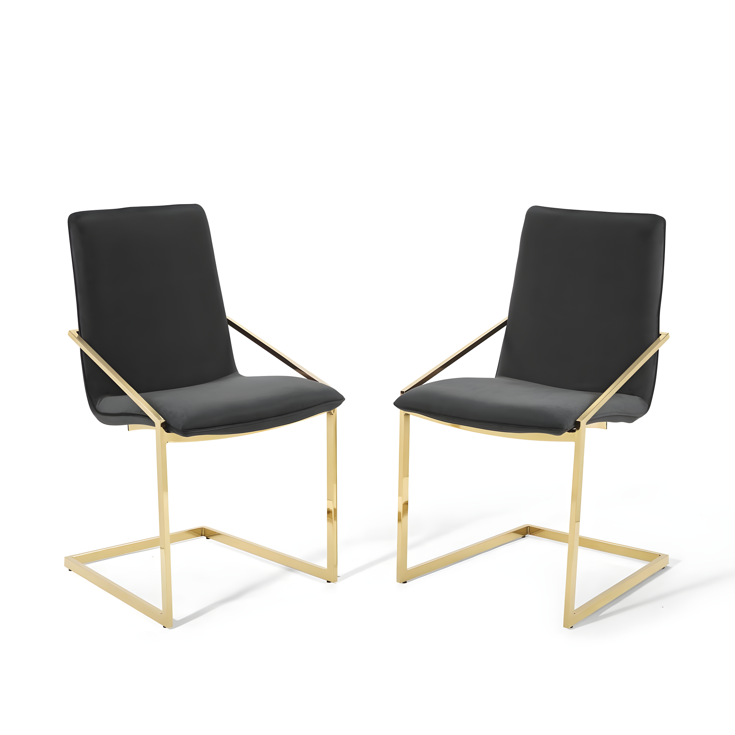 Modway Set of 2 Pitch Dining Armchairs Performance Velvet Gold/Black: Upholstered, Metal Frame, Spot Clean