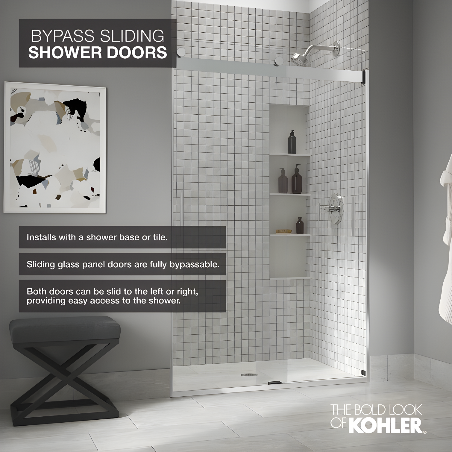 Levity 59.63" x 74" Bypass Shower Door with CleanCoat® Technology