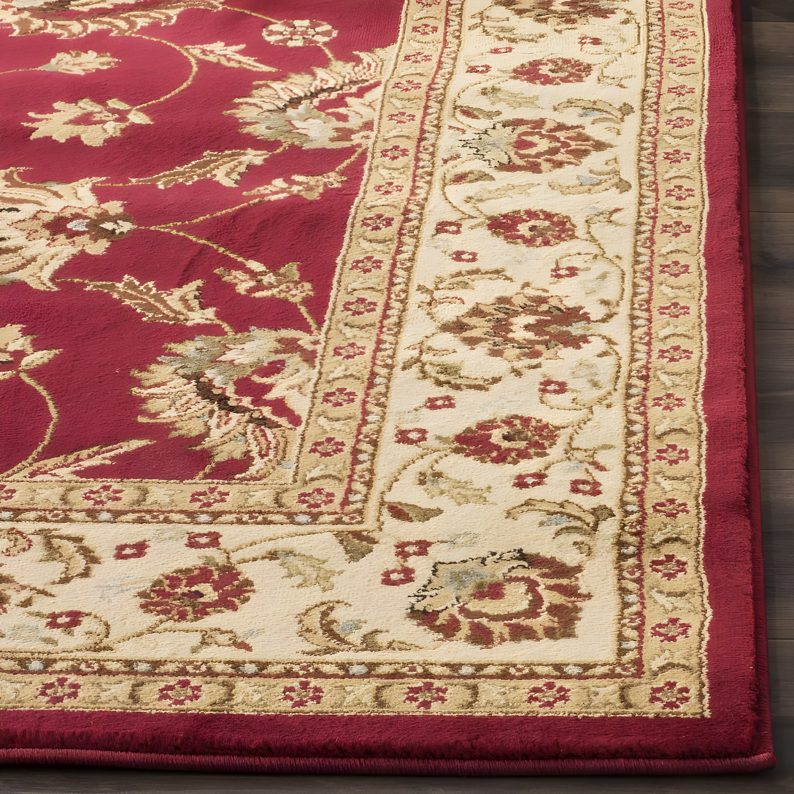 Lyndhurst LNH553 Power Loomed Area Rug - Red/Ivory - 6'7"x6'7" - Safavieh.