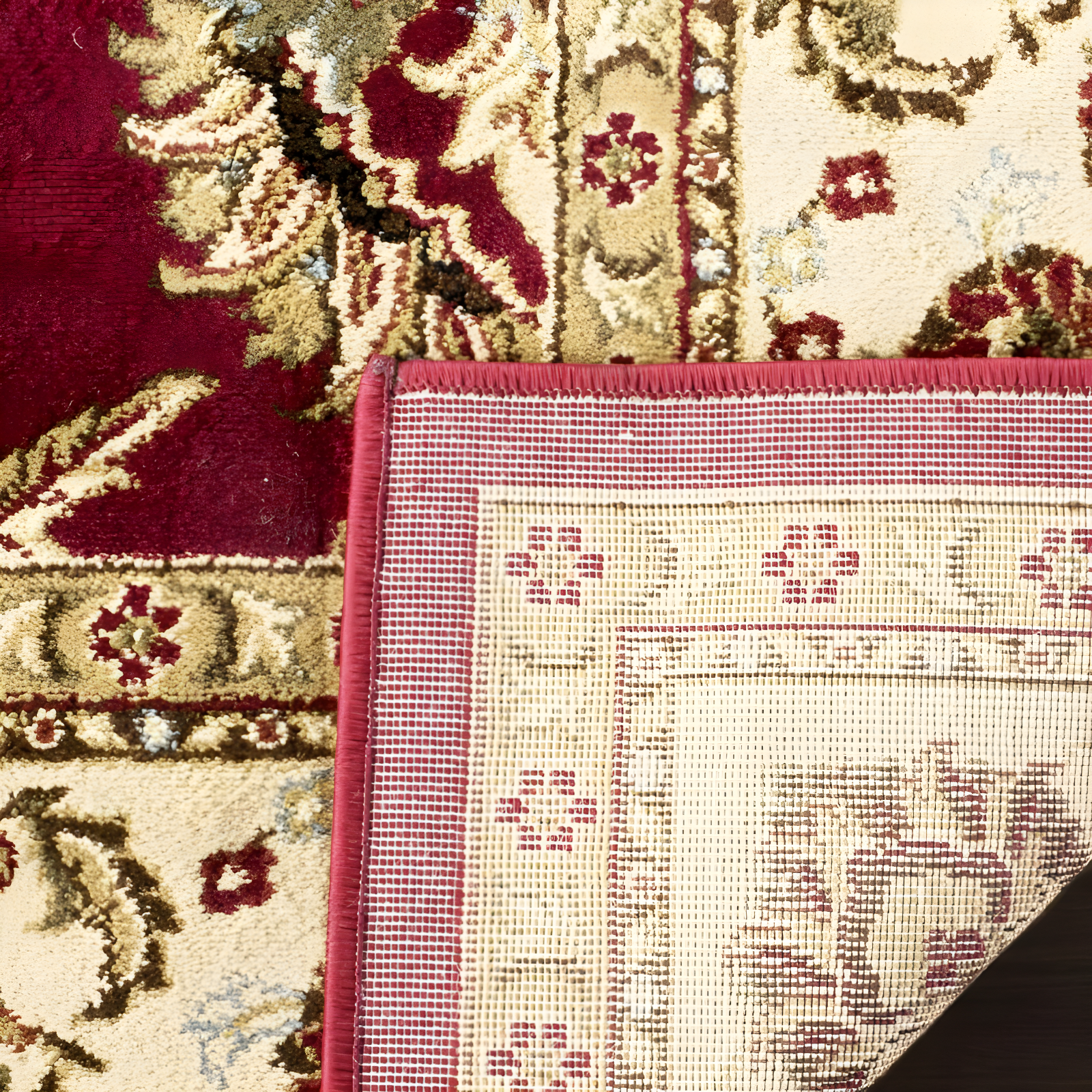 Lyndhurst LNH553 Power Loomed Area Rug - Red/Ivory - 6'7"x6'7" - Safavieh.