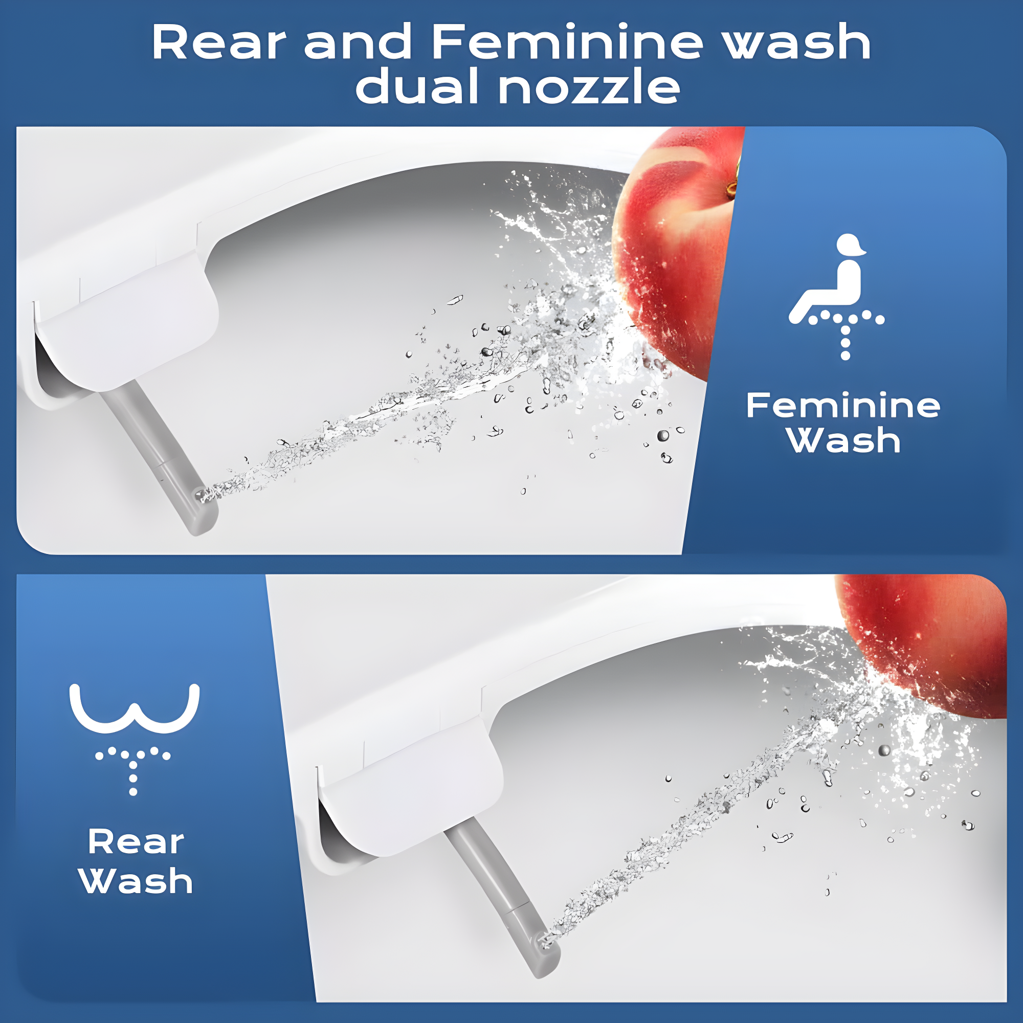 Elongated Bidet Toilet Seat With Quiet-Close, Fit Elongated Toilet Seat, White