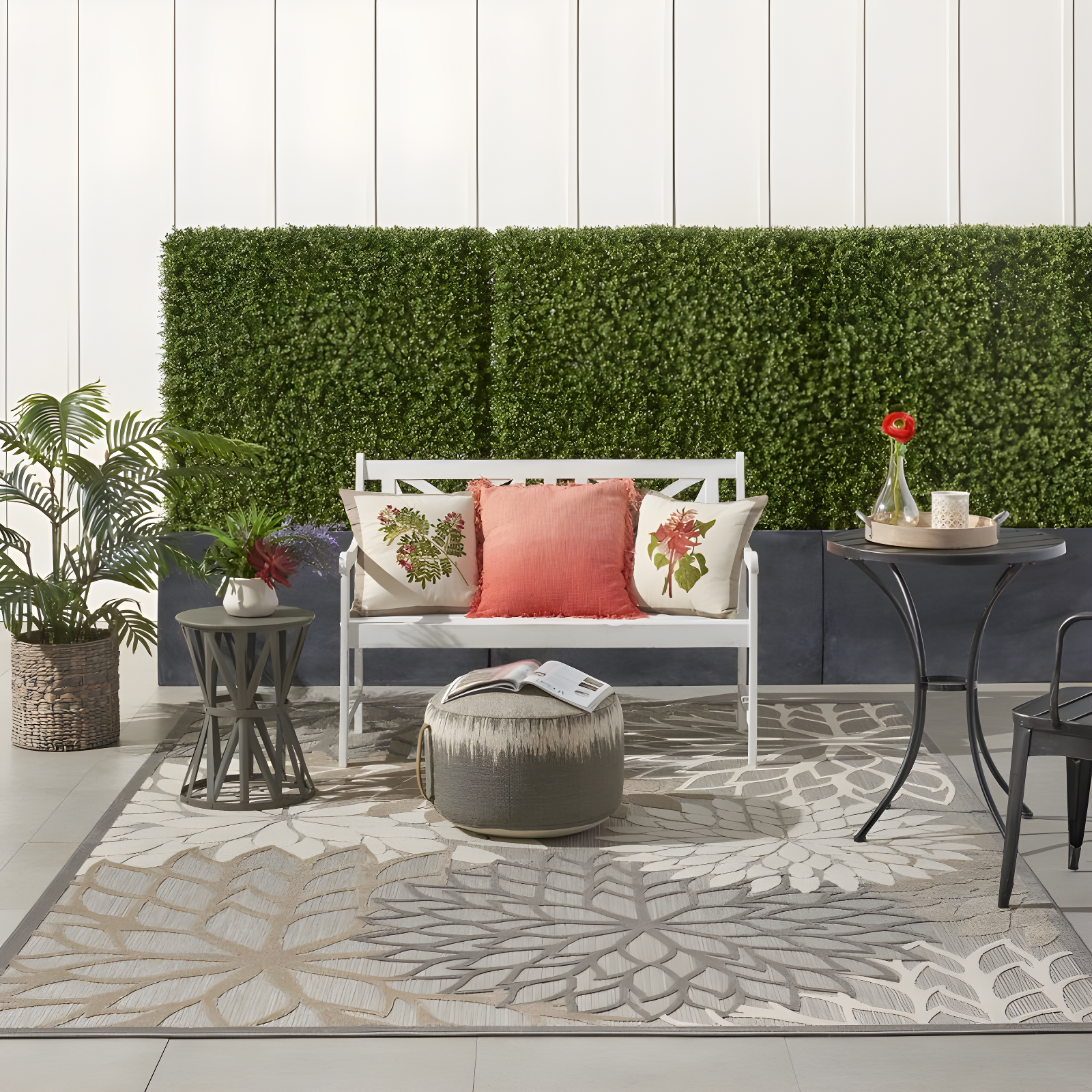Nourison Aloha Floral Bloom Flatweave High-Low Indoor Outdoor Area Rug Natural 7' x 10'