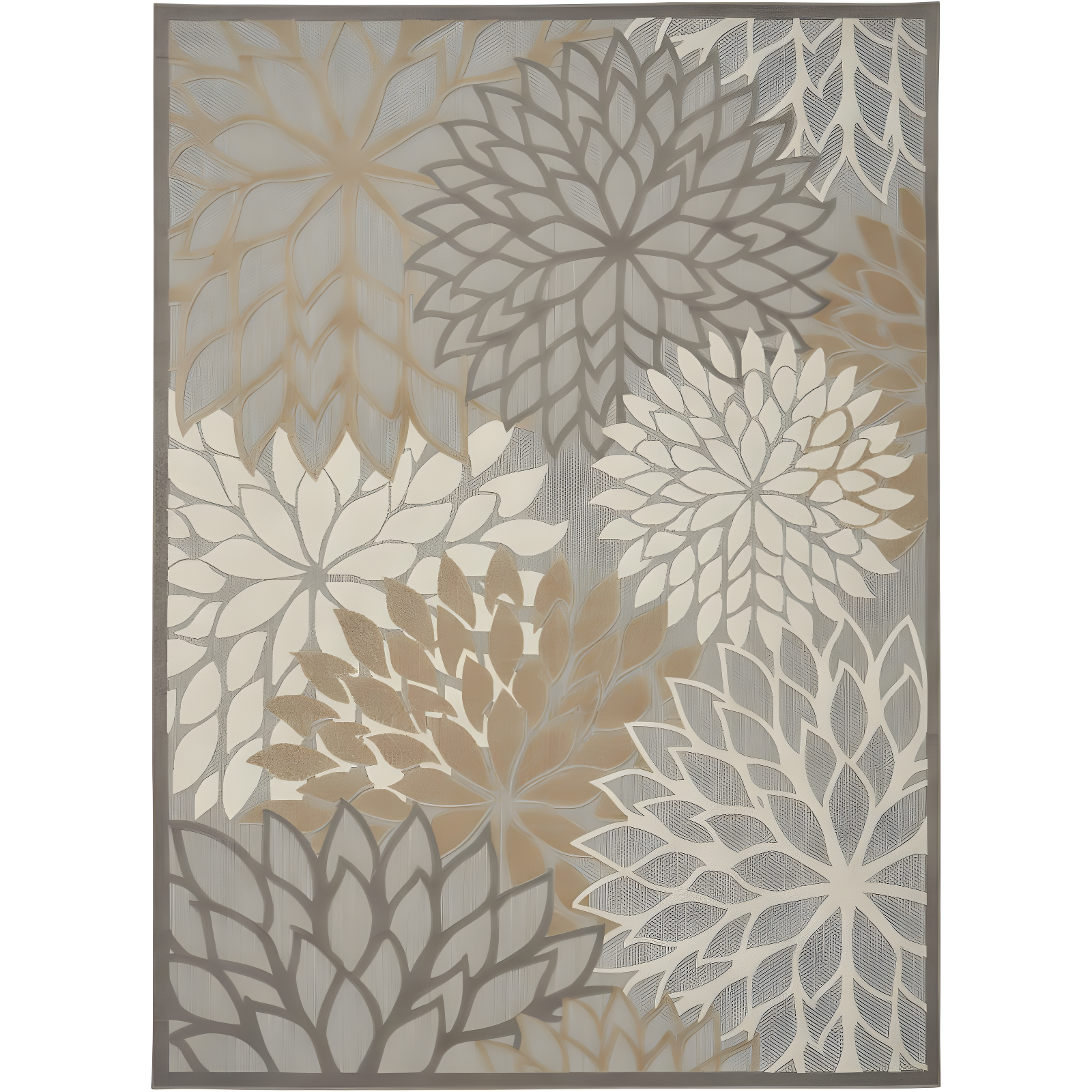 Nourison Aloha Floral Bloom Flatweave High-Low Indoor Outdoor Area Rug Natural 7' x 10'