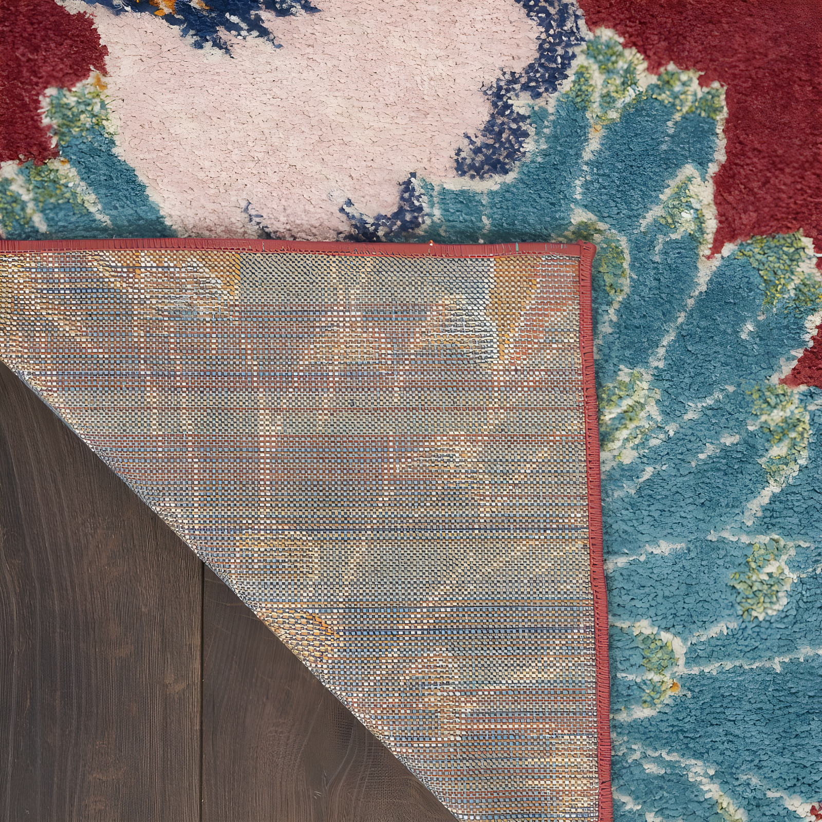Nourison Allur Oversized Flowers Indoor Area Rug Red Multicolor 5'3" x 7'3"