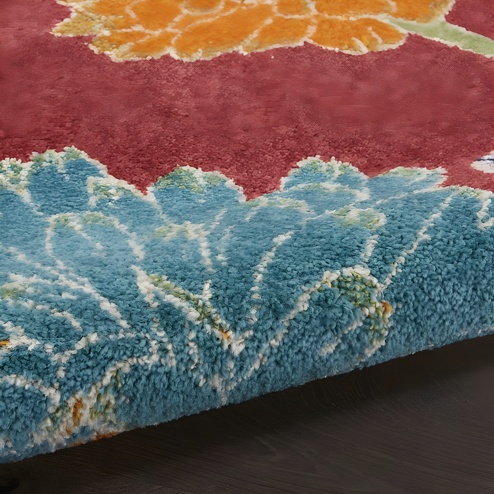 Nourison Allur Oversized Flowers Indoor Area Rug Red Multicolor 5'3" x 7'3"
