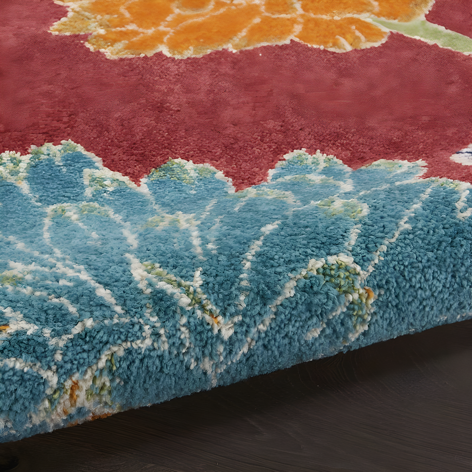 Nourison Allur Oversized Flowers Indoor Area Rug Red Multicolor 5'3" x 7'3"