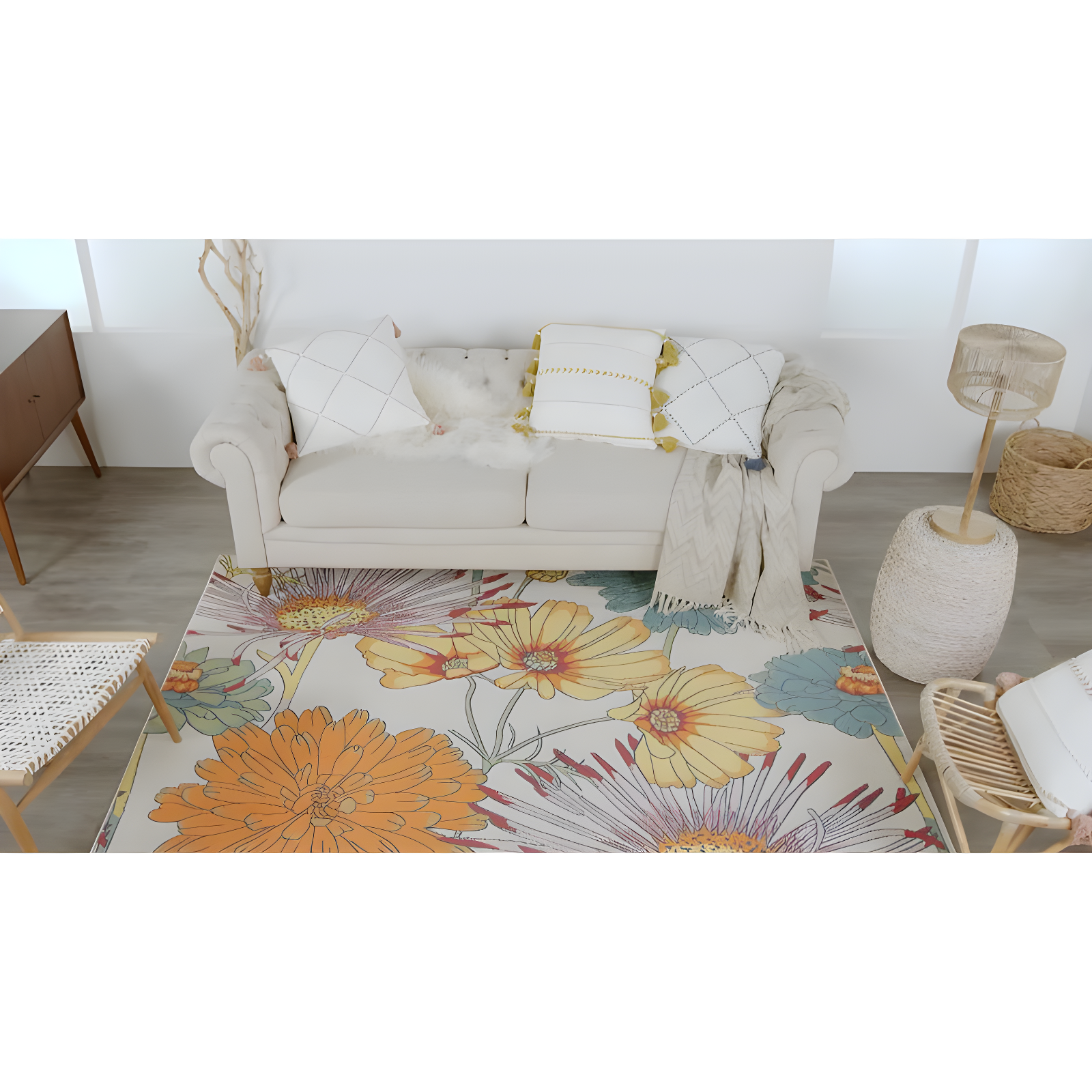 Nourison Allur Oversized Flowers Indoor Area Rug Red Multicolor 5'3" x 7'3"