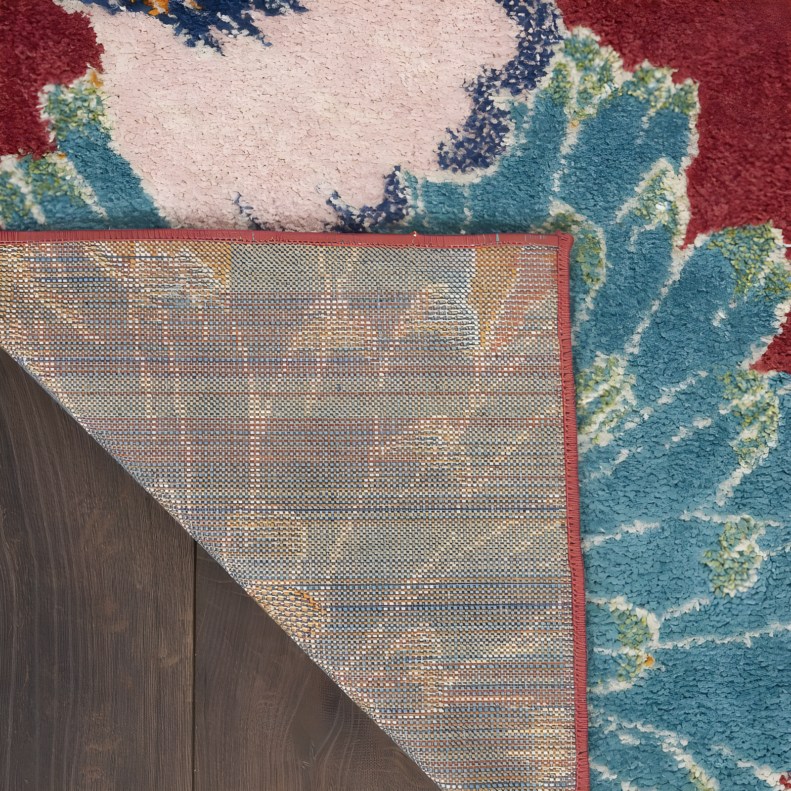 Nourison Allur Oversized Flowers Indoor Area Rug Red Multicolor 5'3" x 7'3"