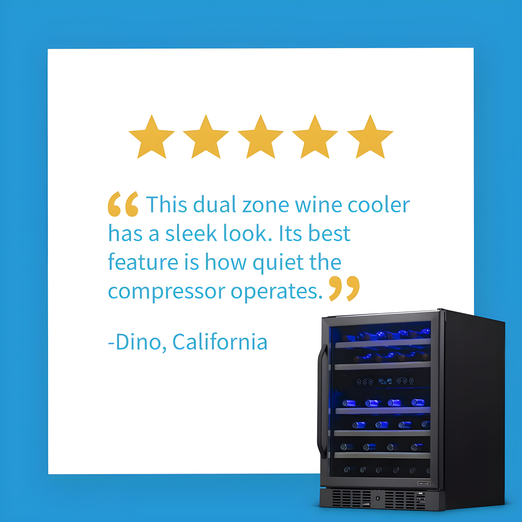 Newair 24” Built-in 46 Bottle Dual Zone Wine Cooler with Removable Beechwood Shelves in Black Stainless Steel