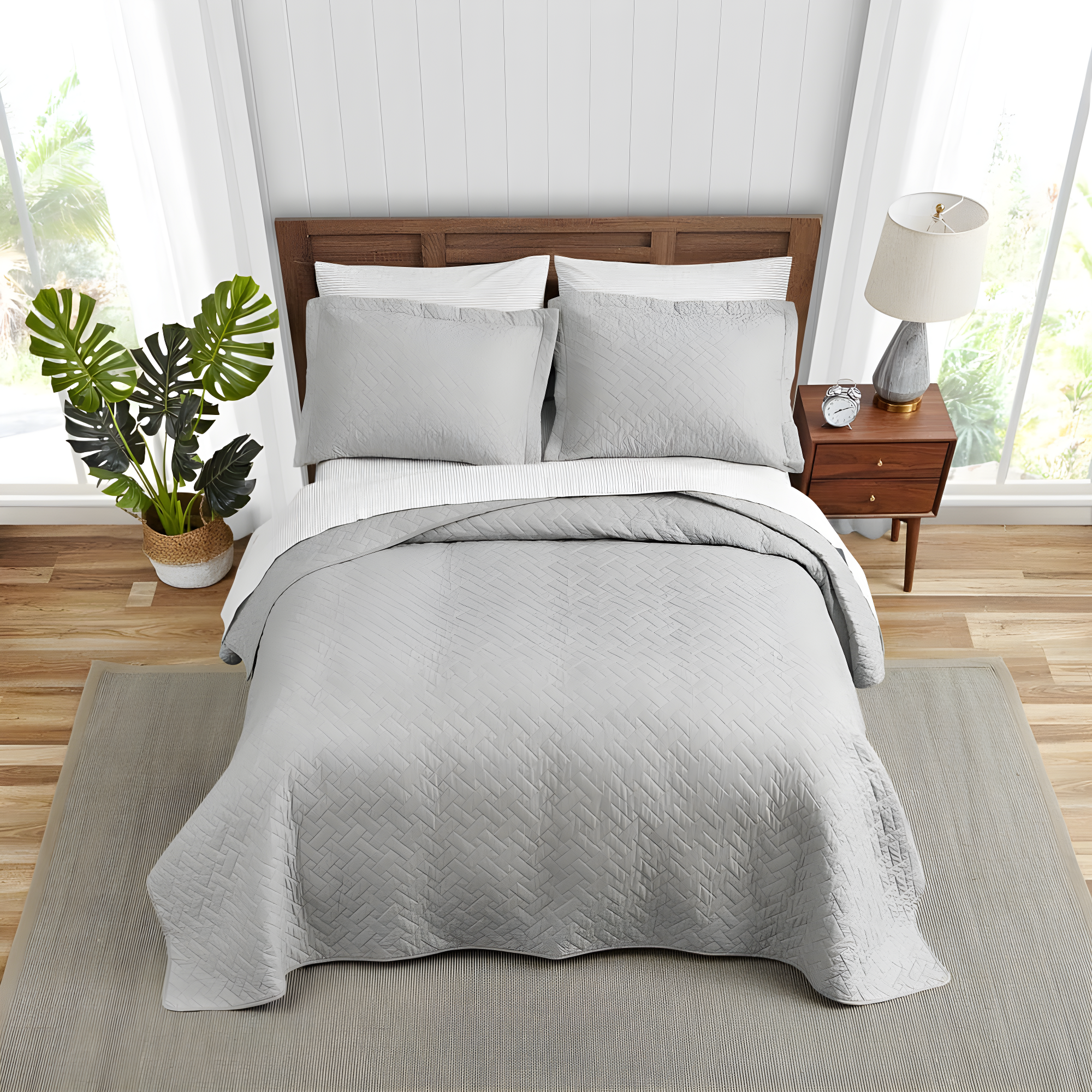 Tommy Bahama Raffia Solid Cotton Reversible Quilt Set