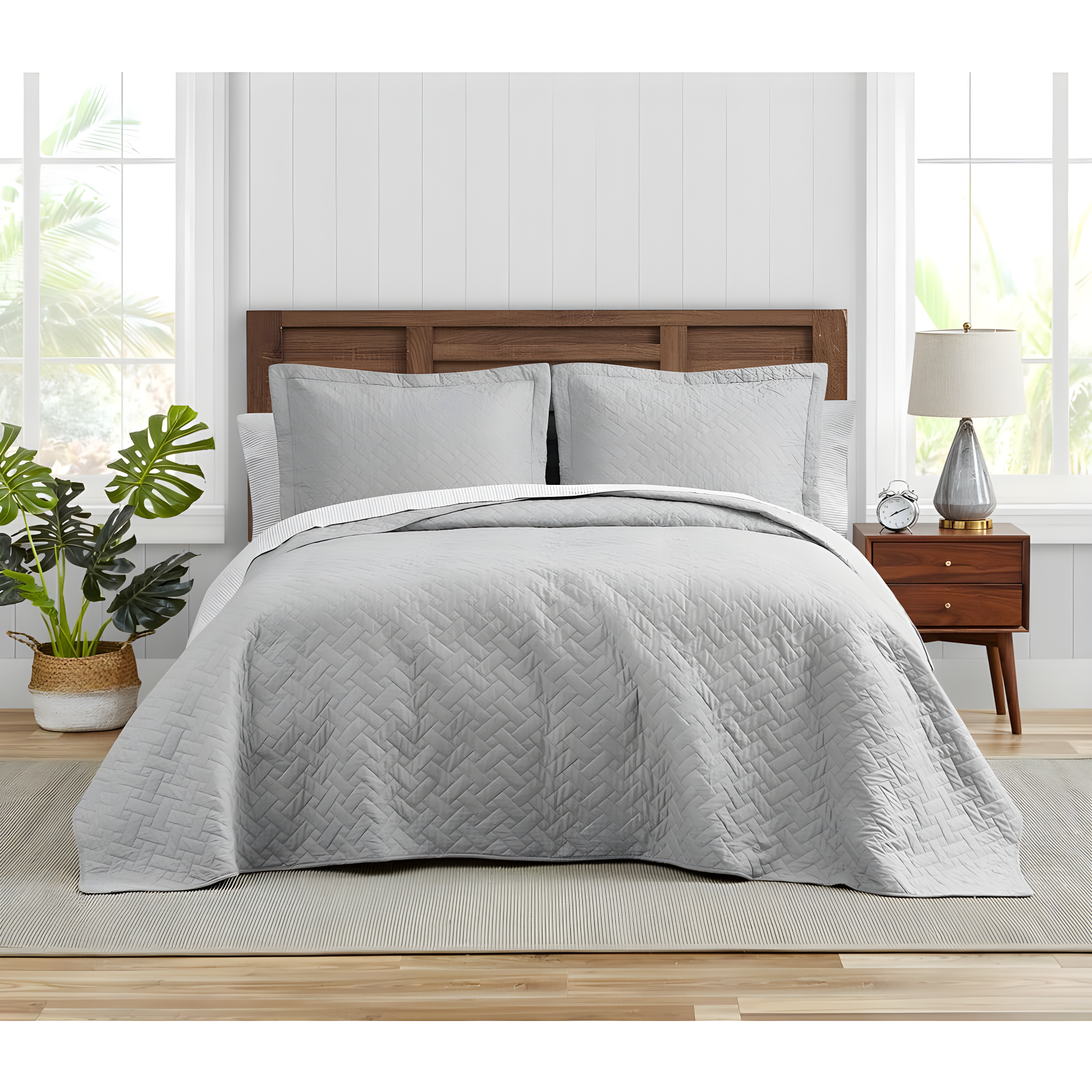Tommy Bahama Raffia Solid Cotton Reversible Quilt Set