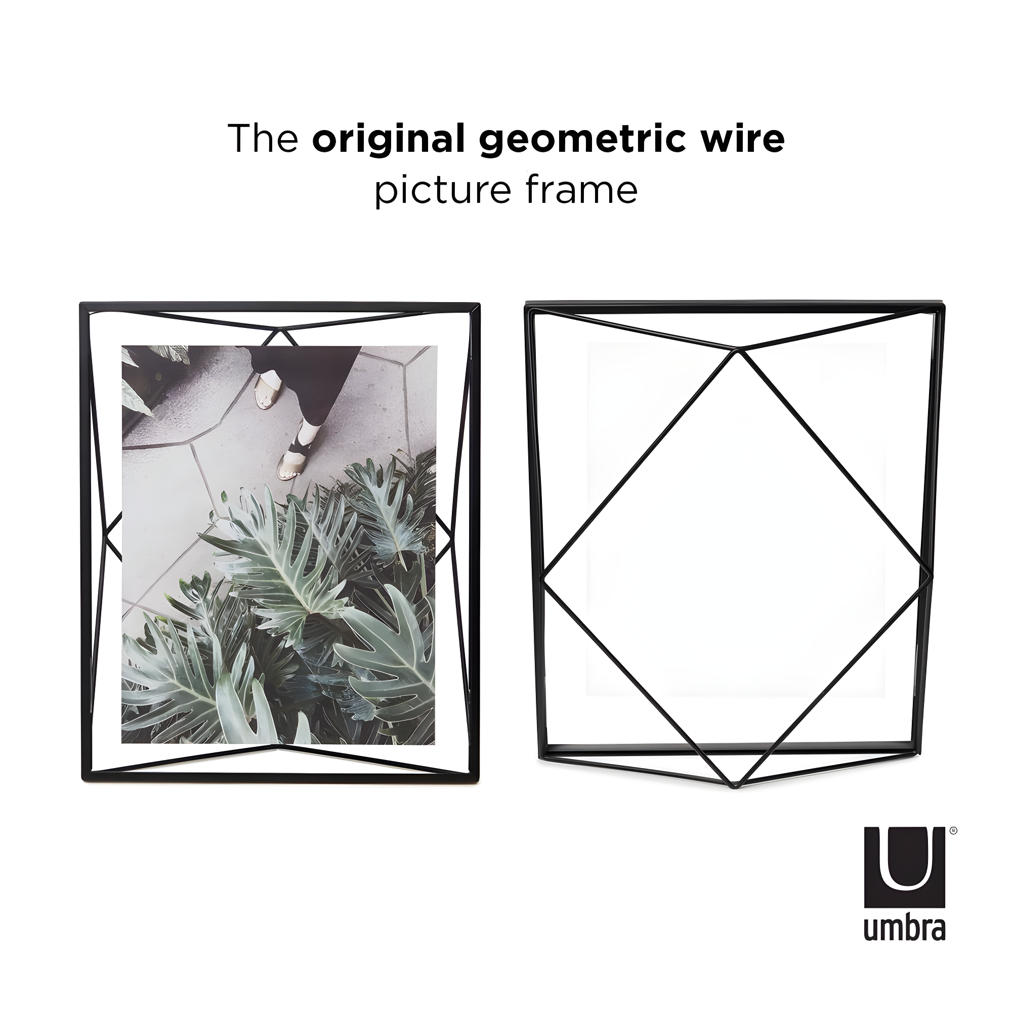 8"x10" Umbra Prisma Picture Frame Black: Modern Steel Design, Wall or Tabletop, Sawtooth Back
