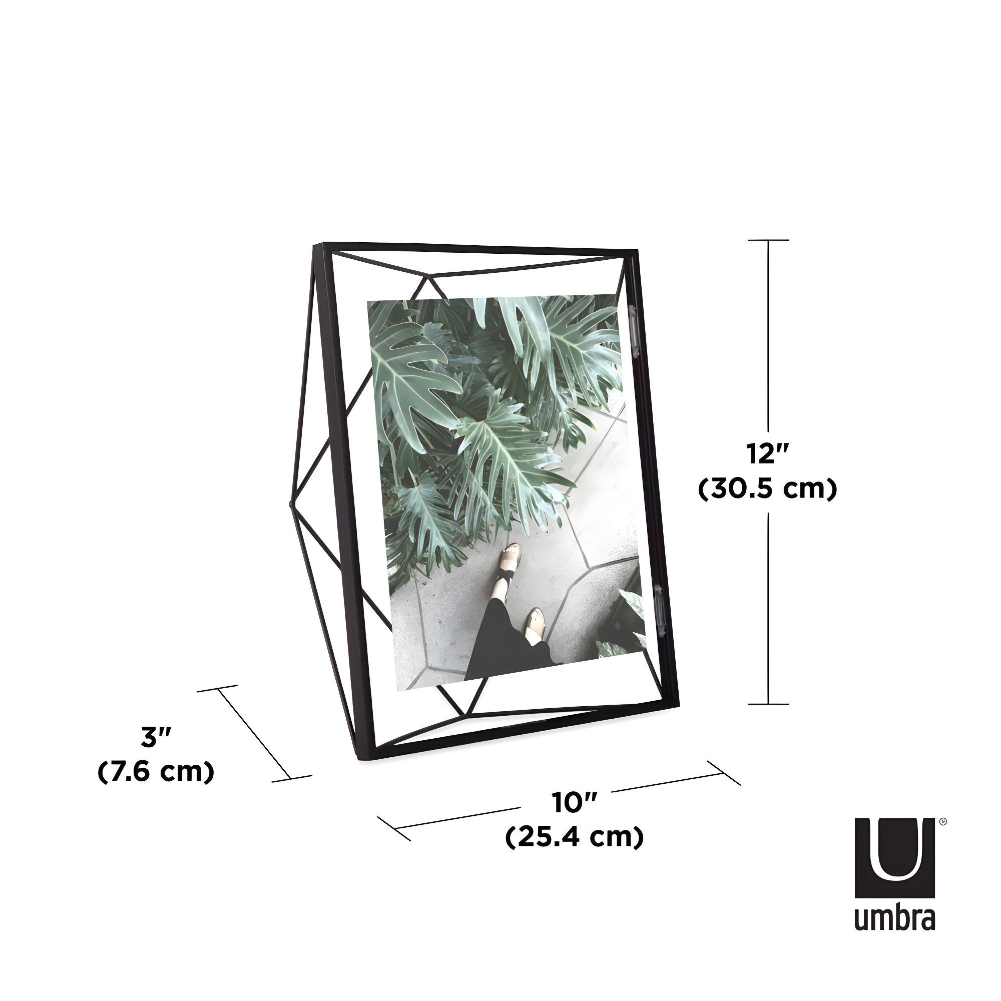 8"x10" Umbra Prisma Picture Frame Black: Modern Steel Design, Wall or Tabletop, Sawtooth Back
