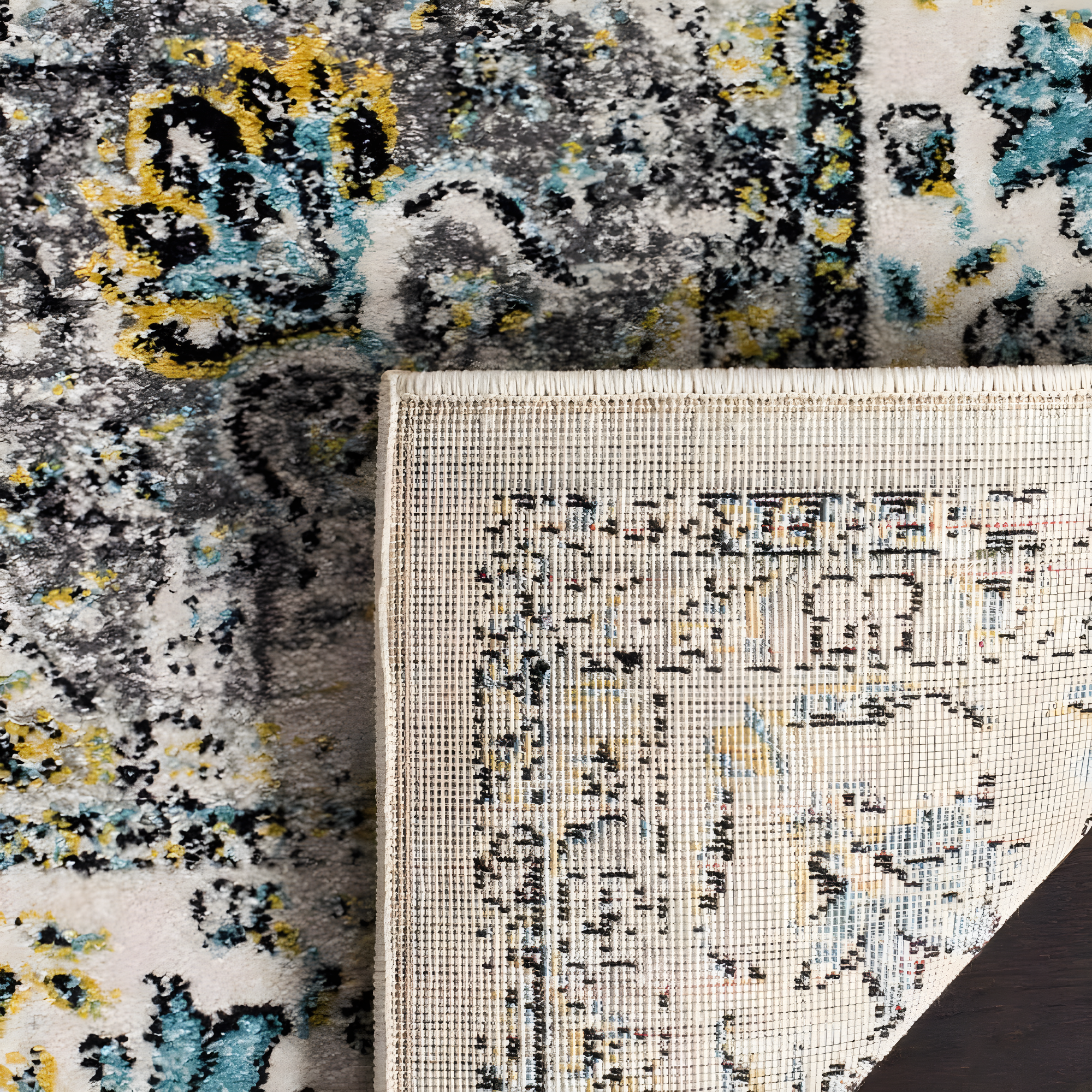 Evoke EVK220 Power Loomed Area Rug - Grey/Gold - 4'x6' - Safavieh.