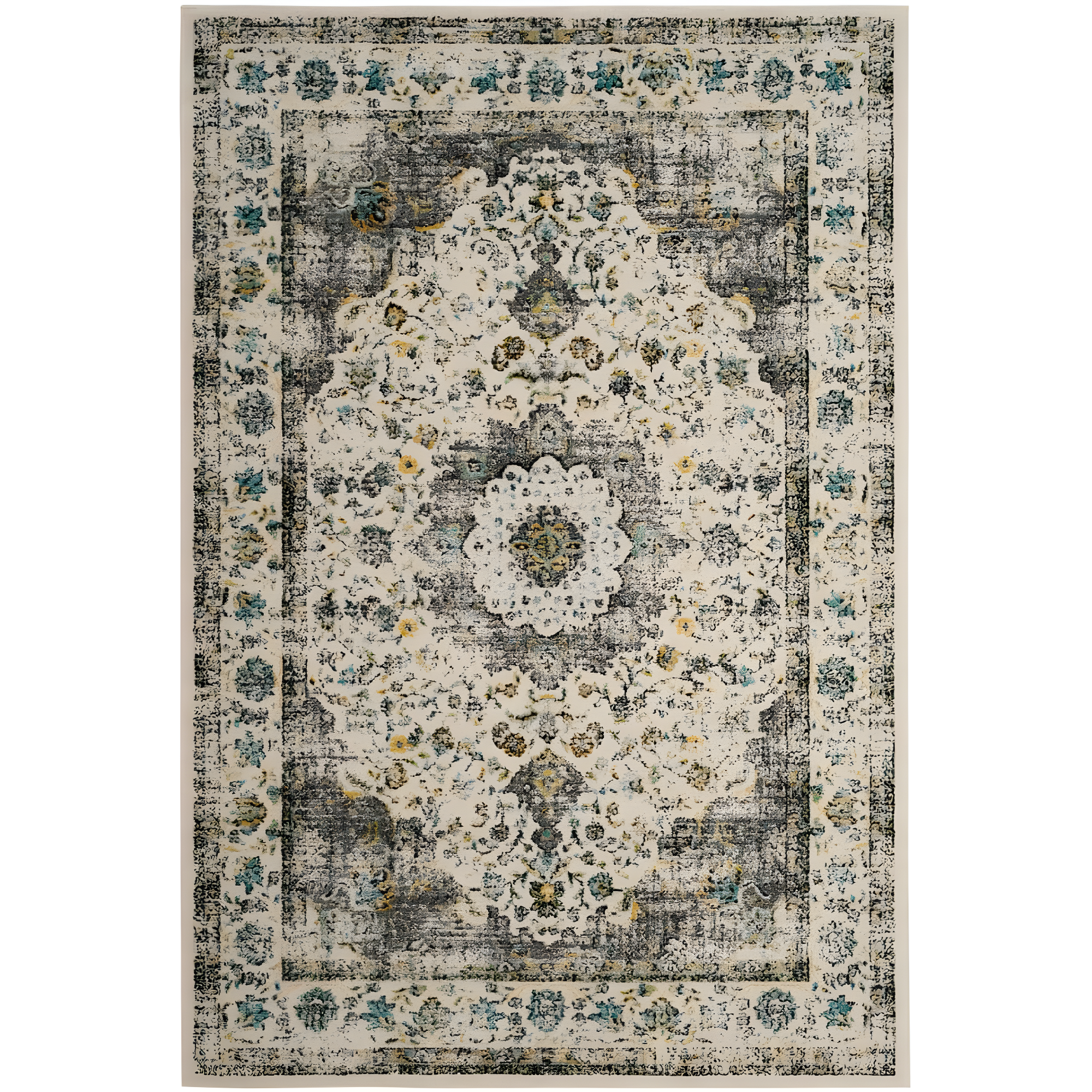 Evoke EVK220 Power Loomed Area Rug - Grey/Gold - 4'x6' - Safavieh.