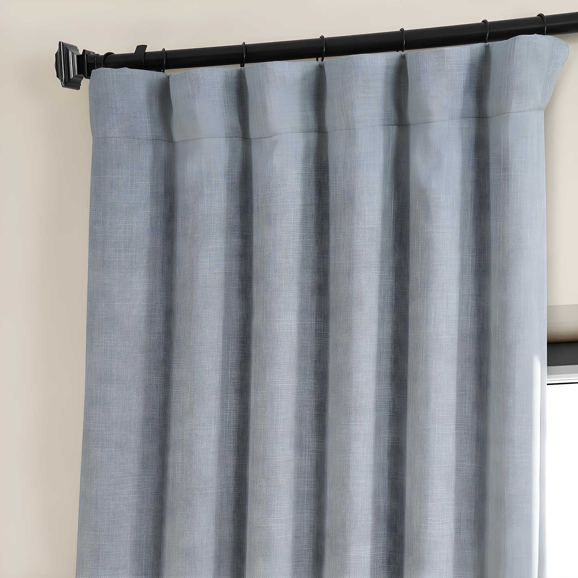 Heather Grey Faux Linen Room Darkening Curtain (1 Panel), Heather Grey, 50W X 96L