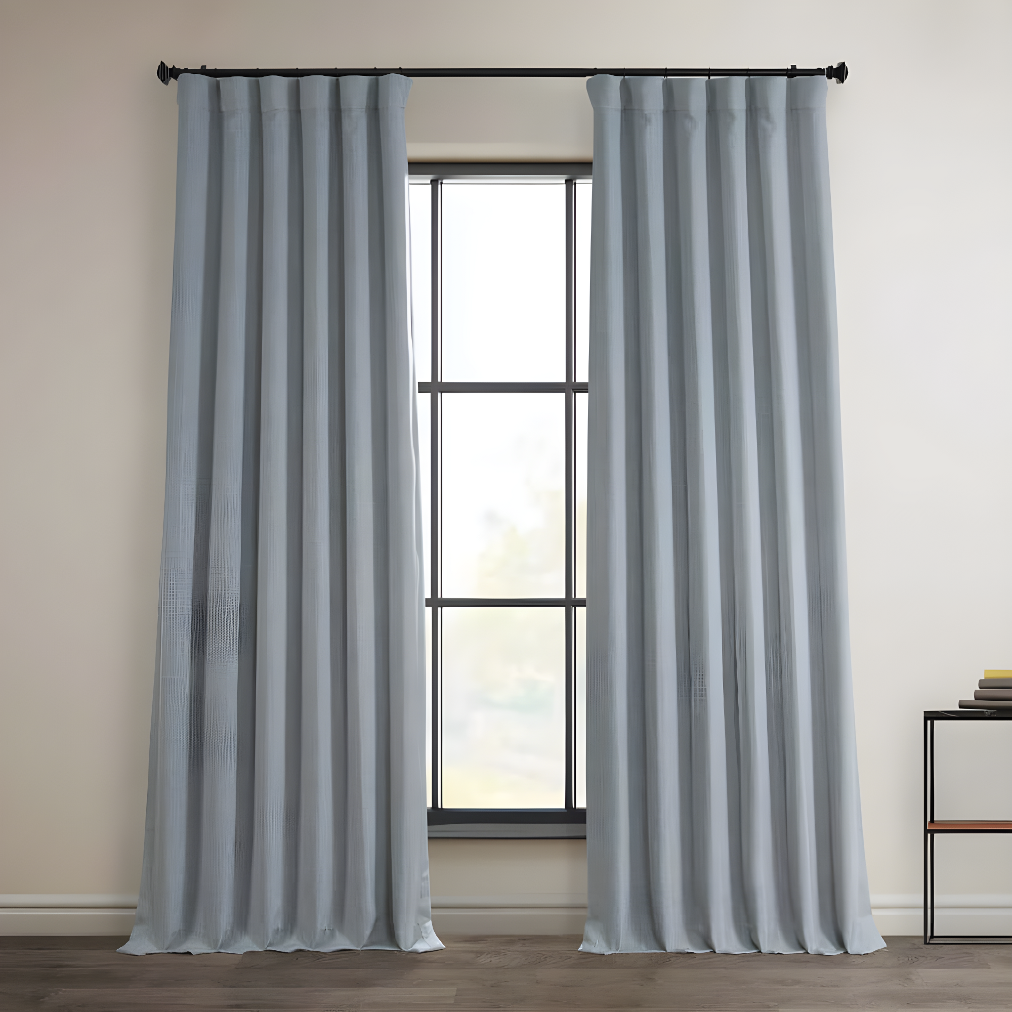 Heather Grey Faux Linen Room Darkening Curtain (1 Panel), Heather Grey, 50W X 96L