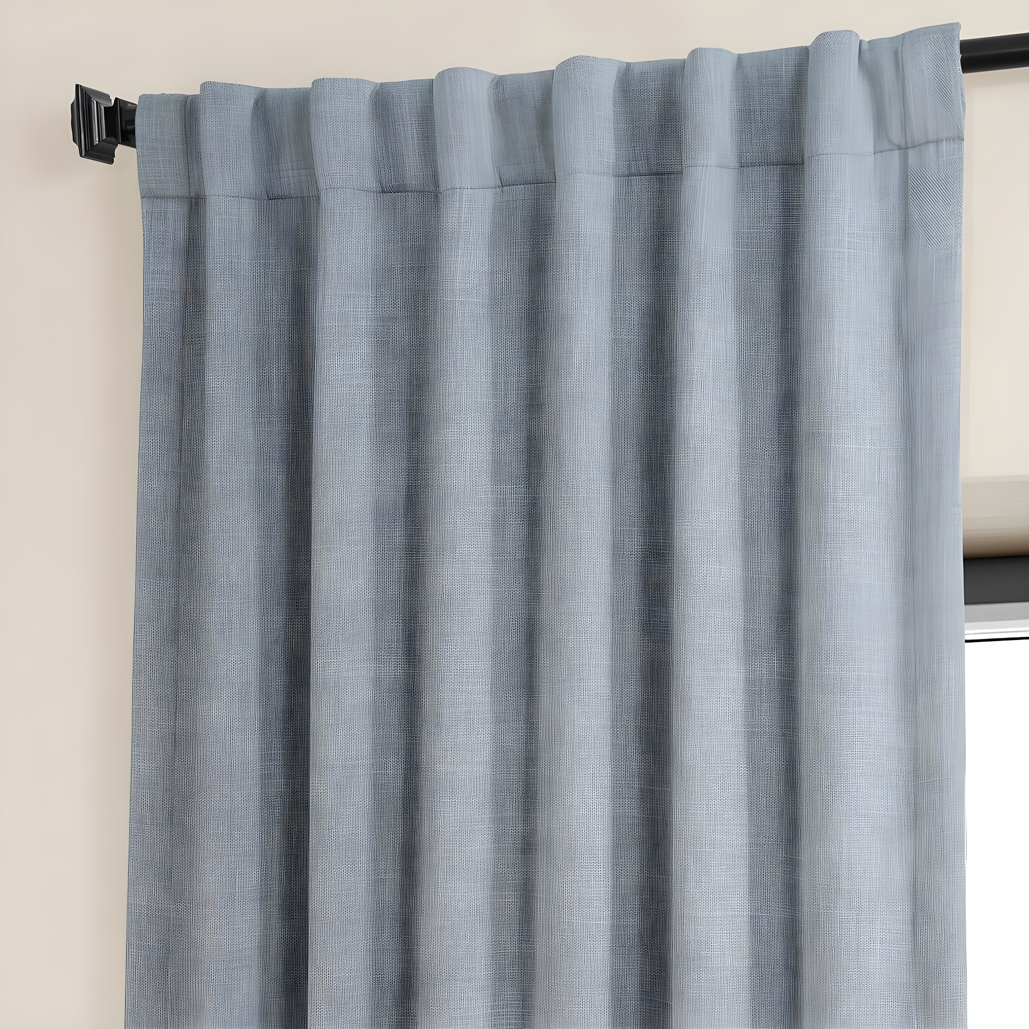 Heather Grey Faux Linen Room Darkening Curtain (1 Panel), Heather Grey, 50W X 96L