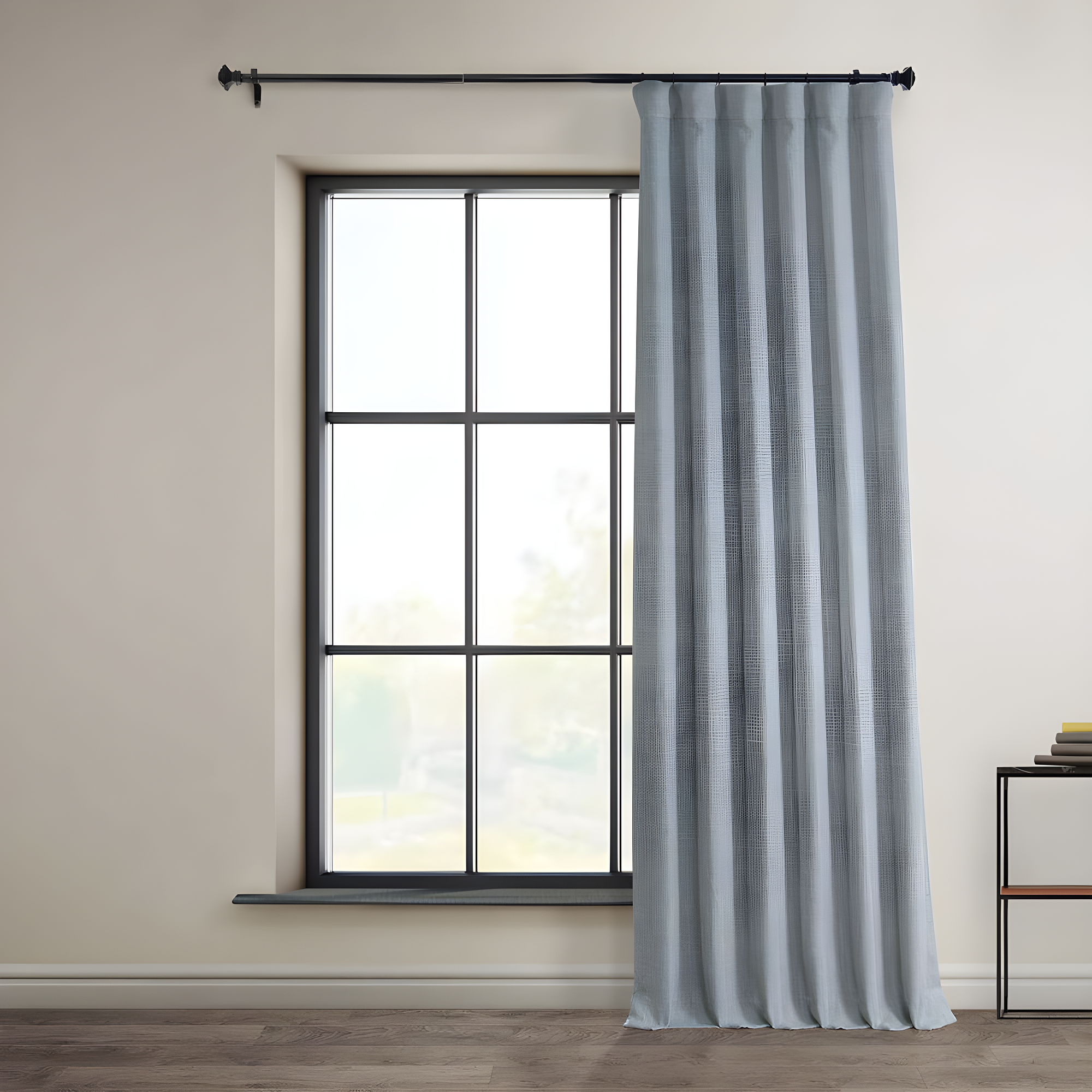 Heather Grey Faux Linen Room Darkening Curtain (1 Panel), Heather Grey, 50W X 96L