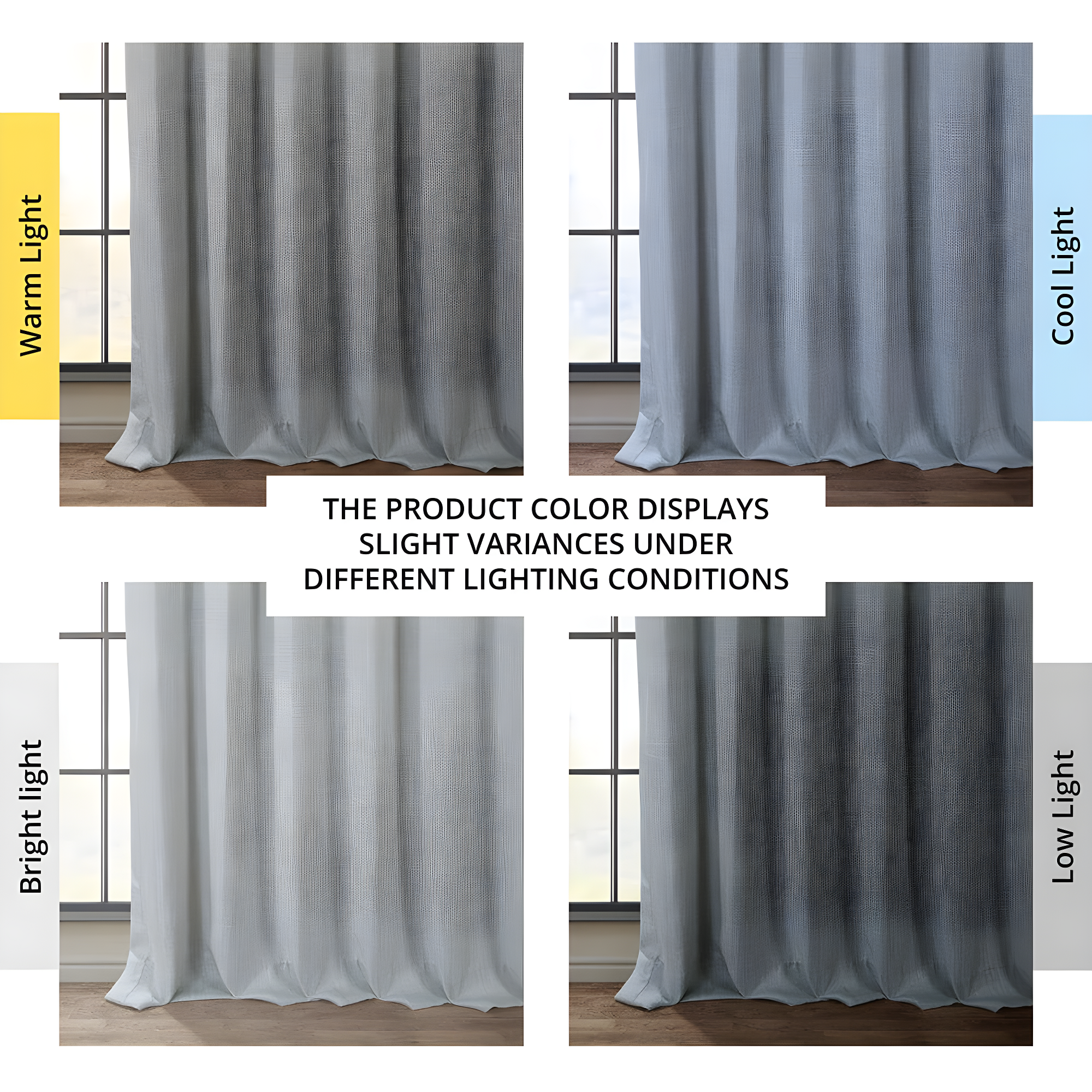 Heather Grey Faux Linen Room Darkening Curtain (1 Panel), Heather Grey, 50W X 96L