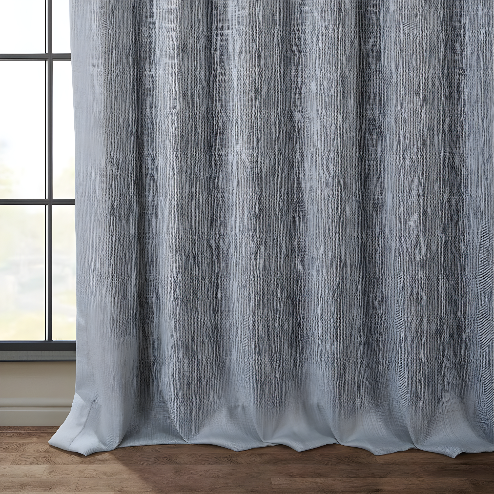 Heather Grey Faux Linen Room Darkening Curtain (1 Panel), Heather Grey, 50W X 96L