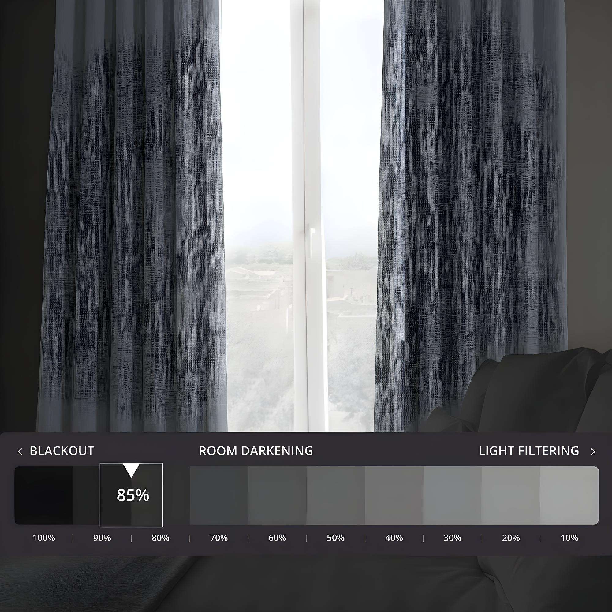 Heather Grey Faux Linen Room Darkening Curtain (1 Panel), Heather Grey, 50W X 96L