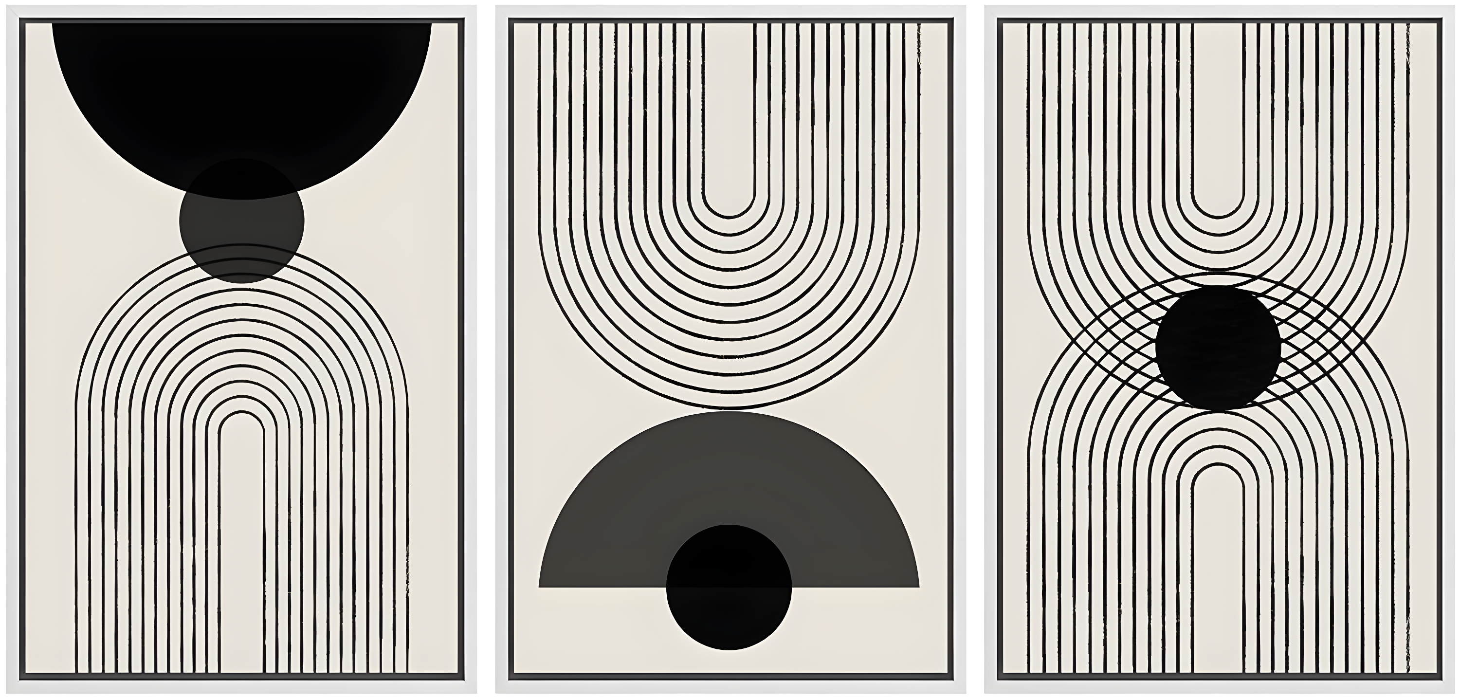 SIGNLEADER Mid-Century Modern Black And White Minimalist Abstract Home Decor Framed Wall Art Work Canvas Print